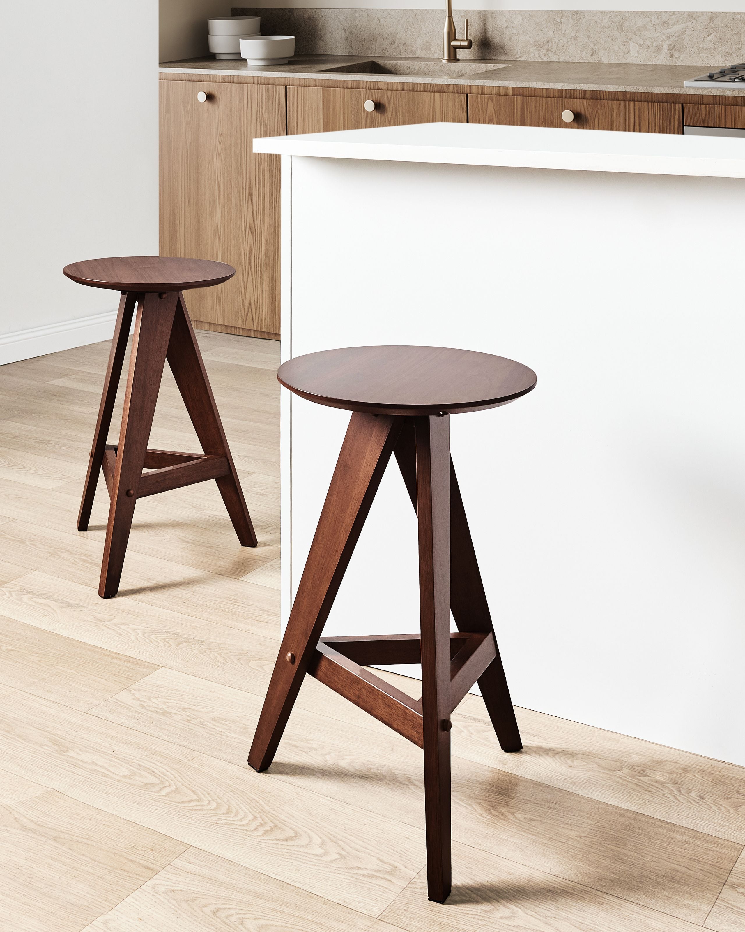 Set of 2 AROMA Bar Stools Wood Dark Brown [1]