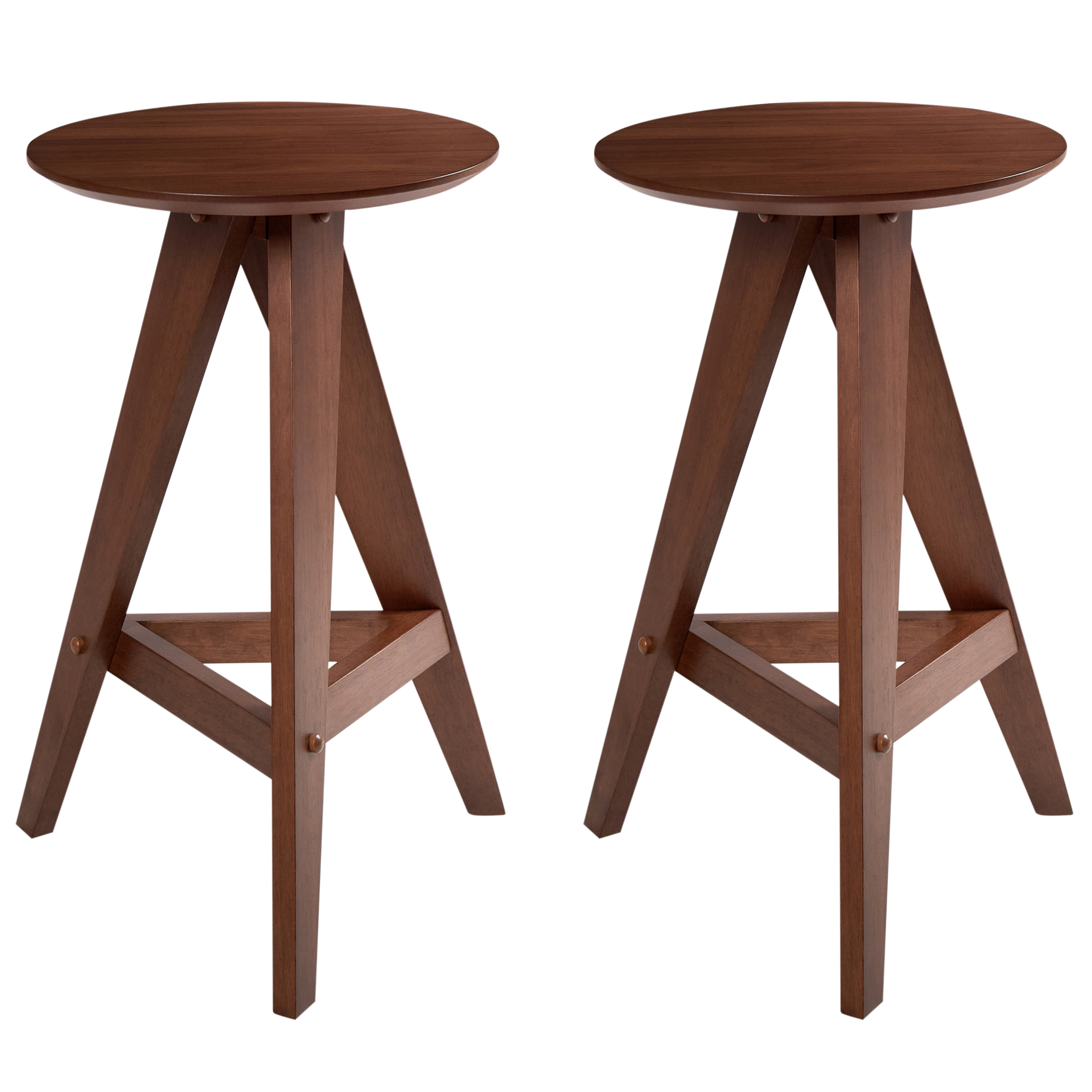 Set of 2 AROMA Bar Stools Wood Dark Brown [2]
