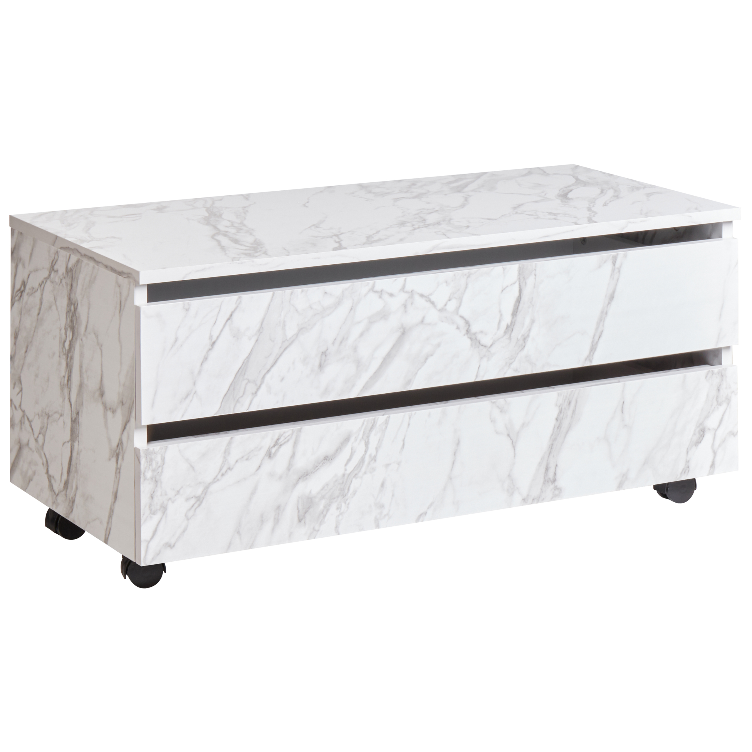 TERESINA bathroom cabinet with wheels 80 cm Marble white [2]