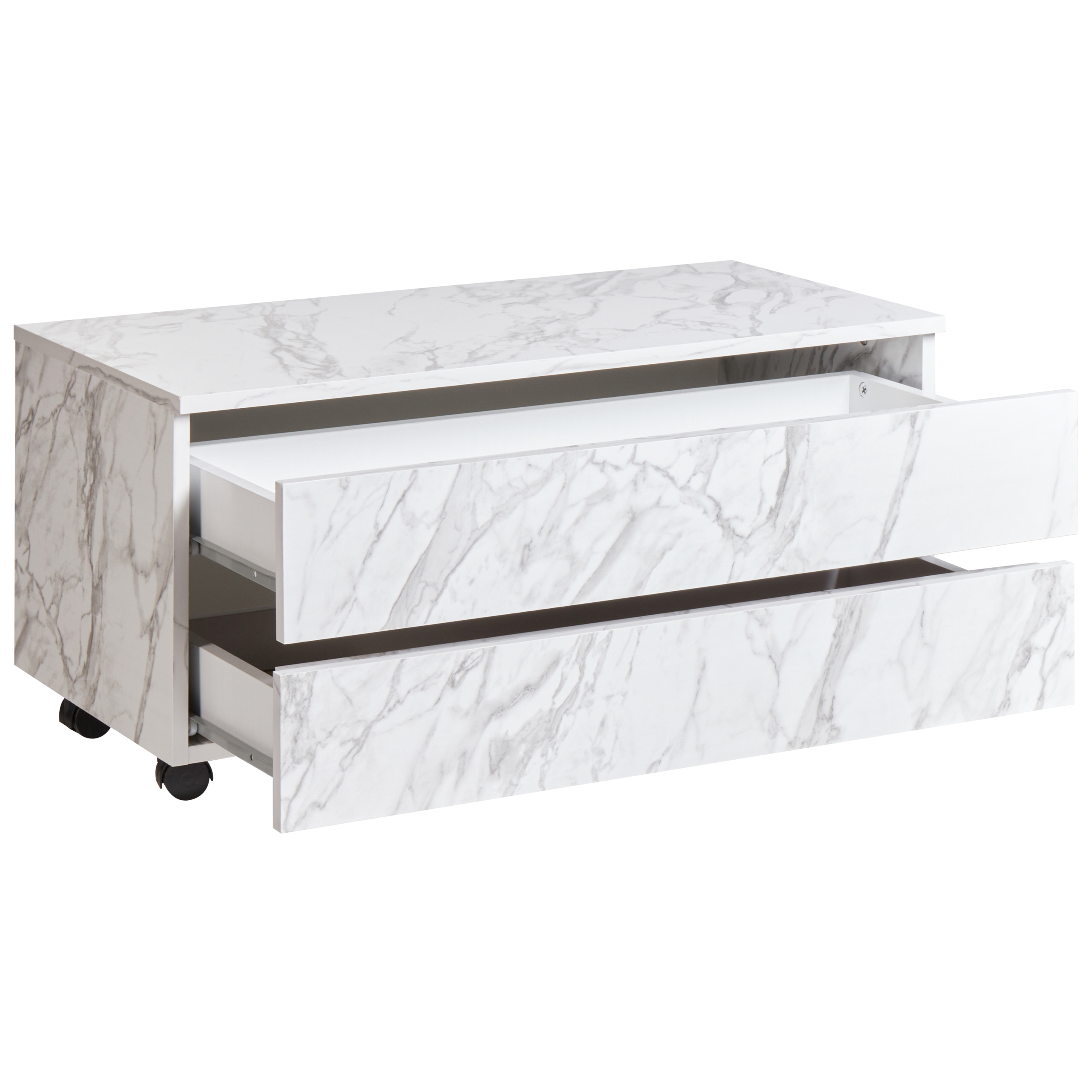 TERESINA bathroom cabinet with wheels 80 cm Marble white [4]