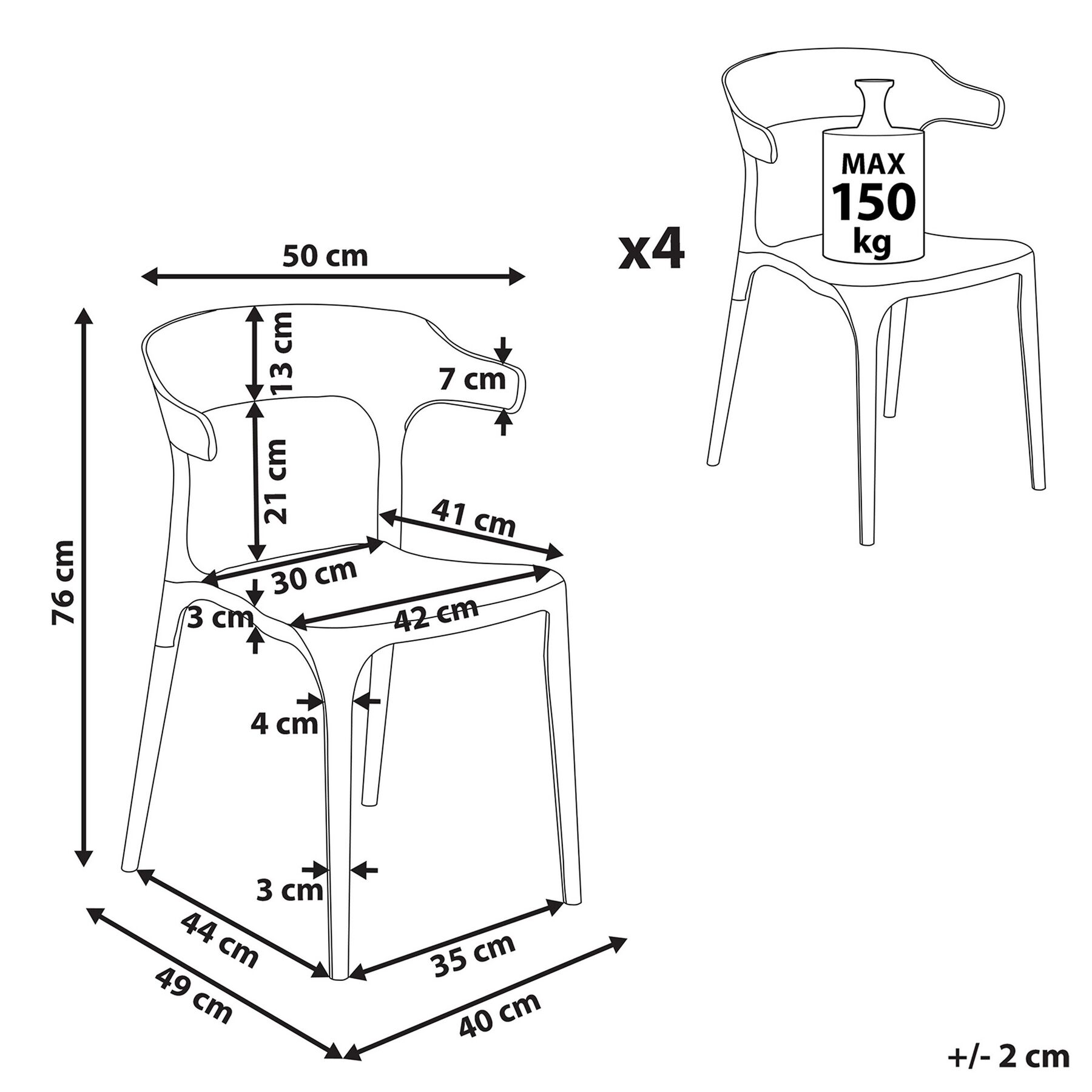 Set de 4 scaune de grădină GUBBIO Albastru verzui [3]