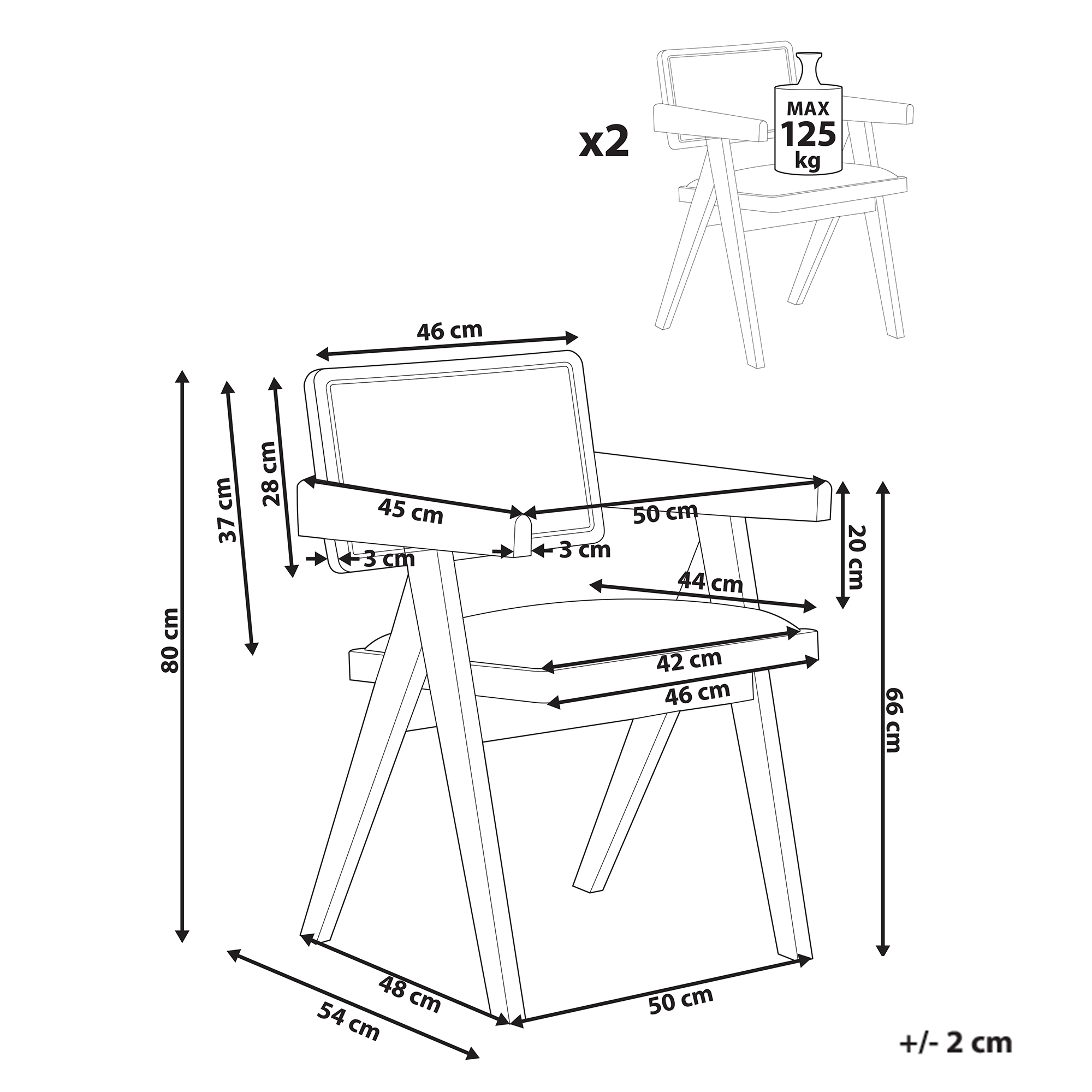 Set de 2 scaune dining CARMODY Lemn Maro deschis [3]