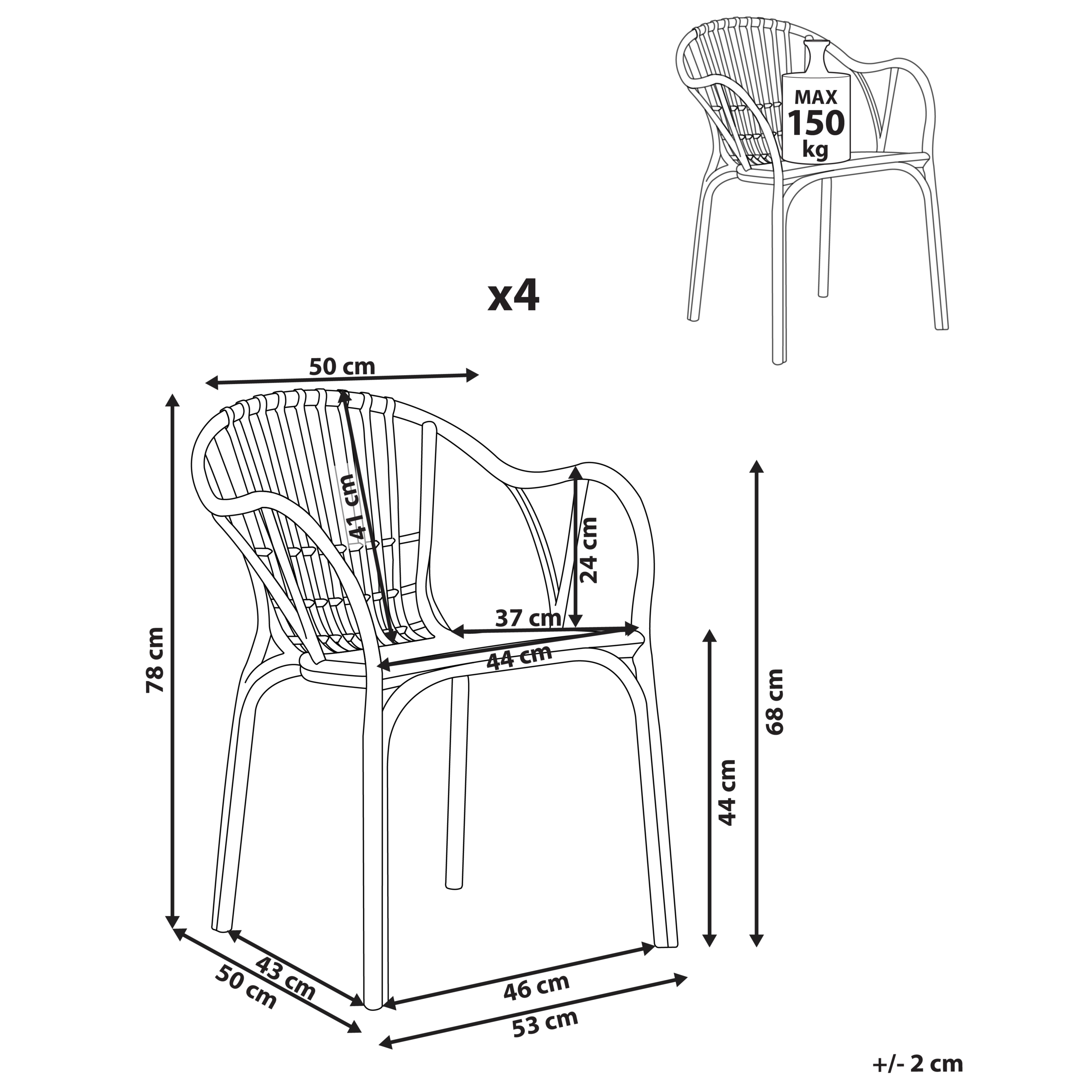 Set de 4 scaune de grădină ANDORA Bej [3]