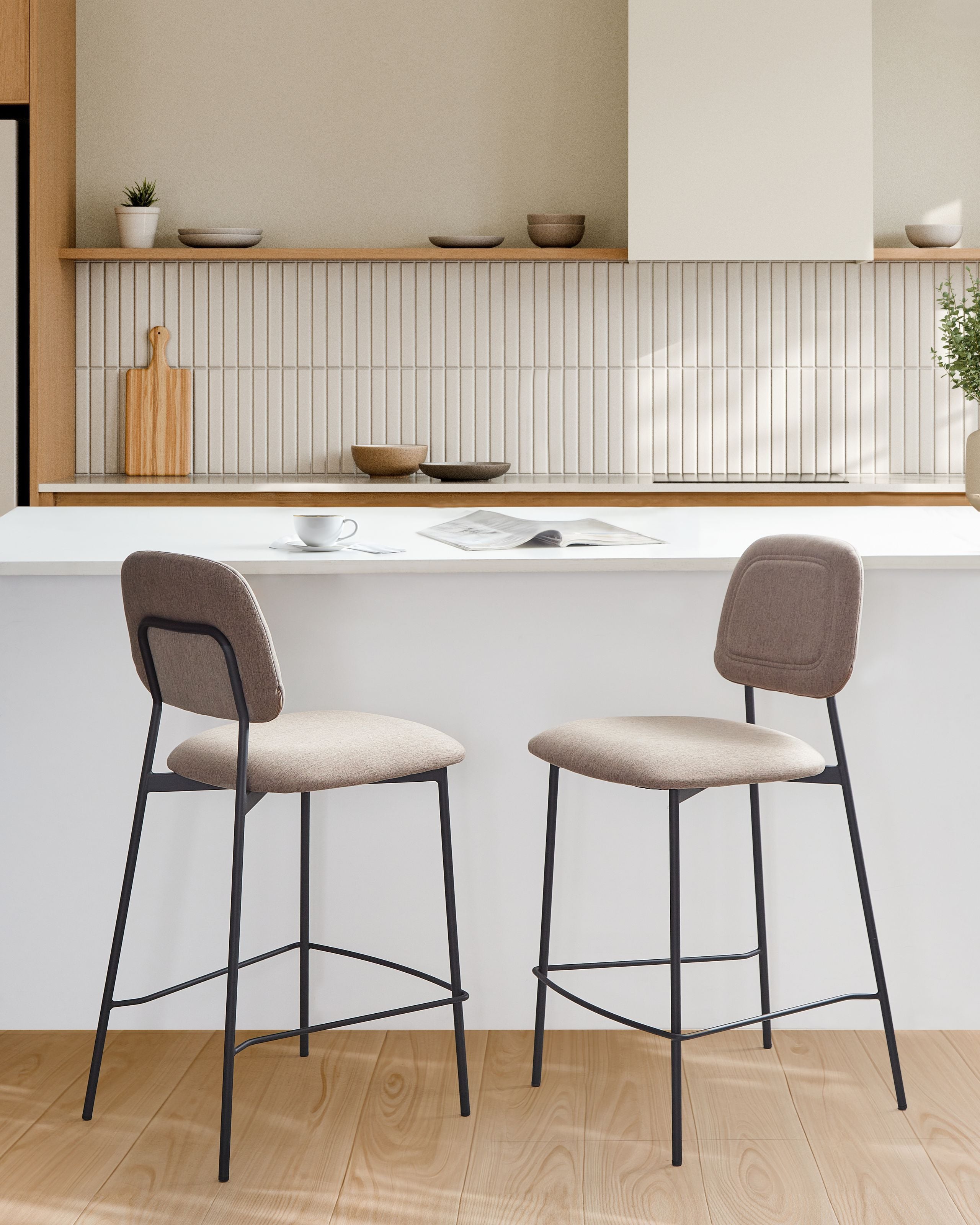 Scaun de bar - Set de 2 scaune de bar DUETTE In sintetic Taupe