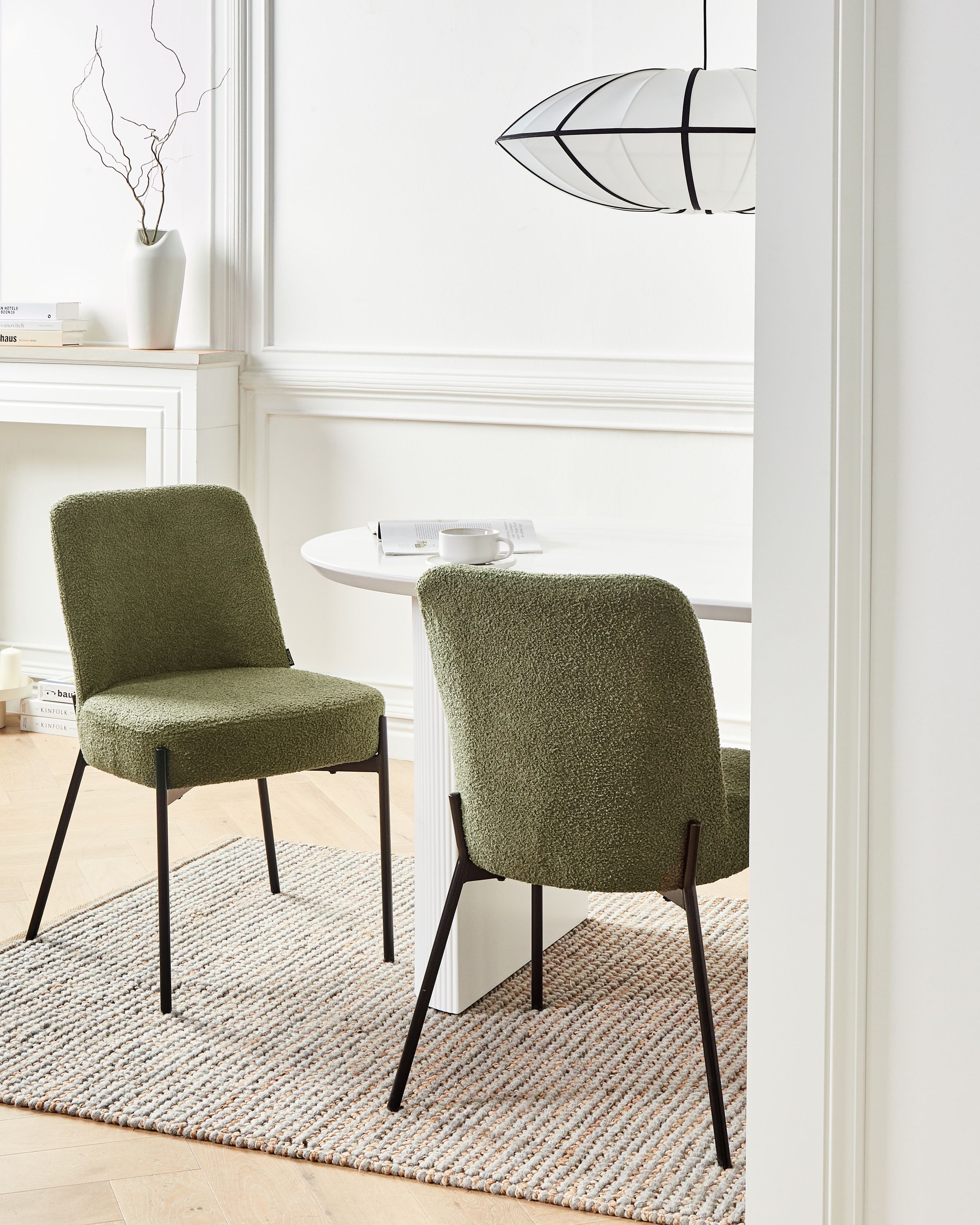 Scaun dining - Set of 2 dining chairs MALIN Boucle Dark green