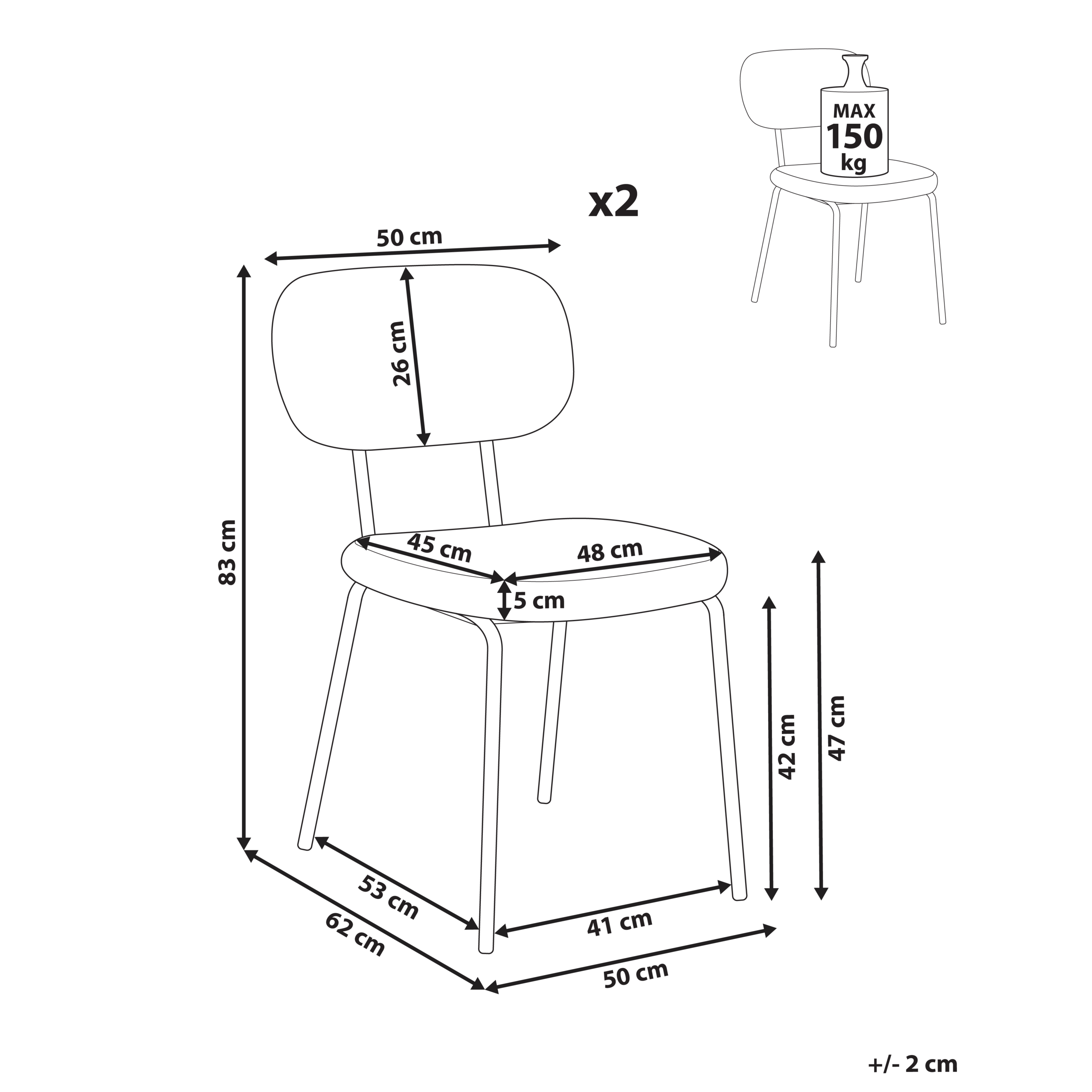 Set de 2 scaune ADAIR Boucle Bej [3]