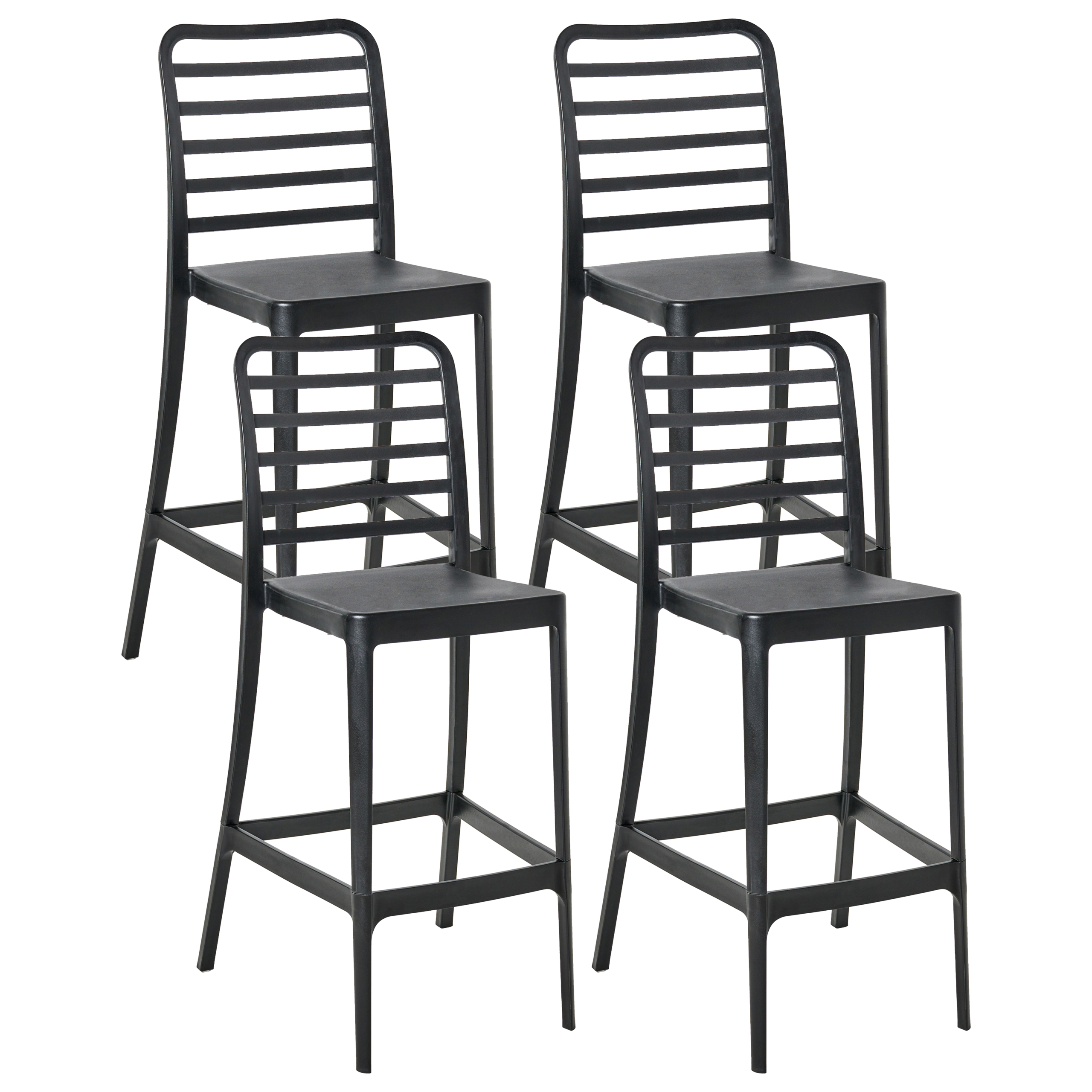 Set of 4 bar chairs SECEDA Synthetic material 2 in 1 Black [2]