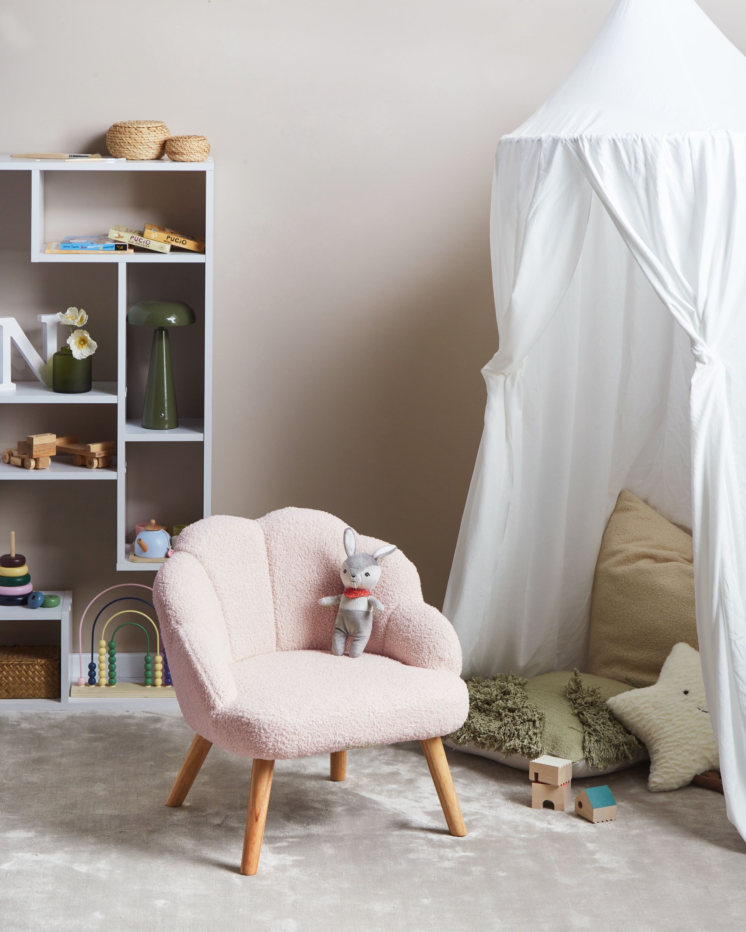 Fotoliu pentru copii - Children's armchair MILAND Boucle Pastel pink