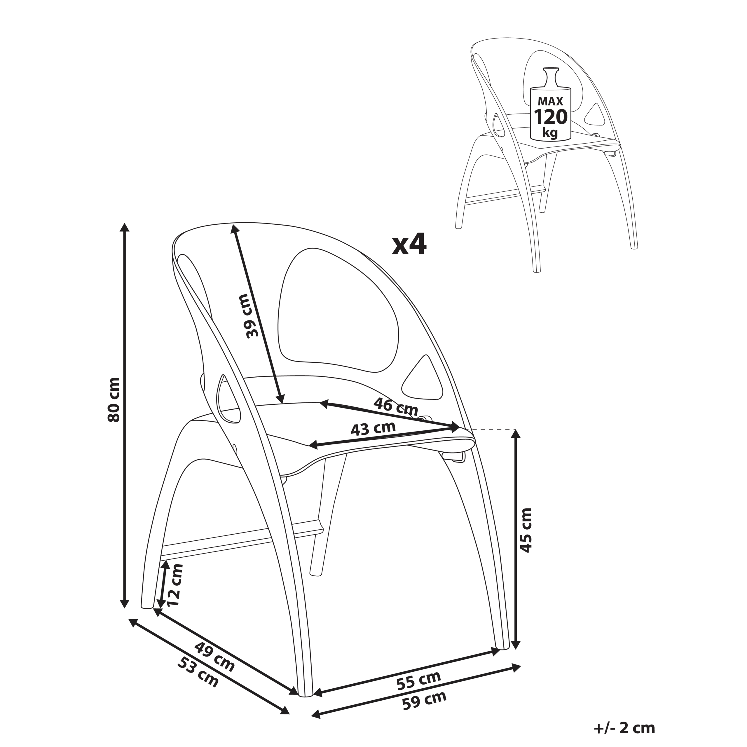 Set of 4 garden chairs Foldable NEMI Black [3]