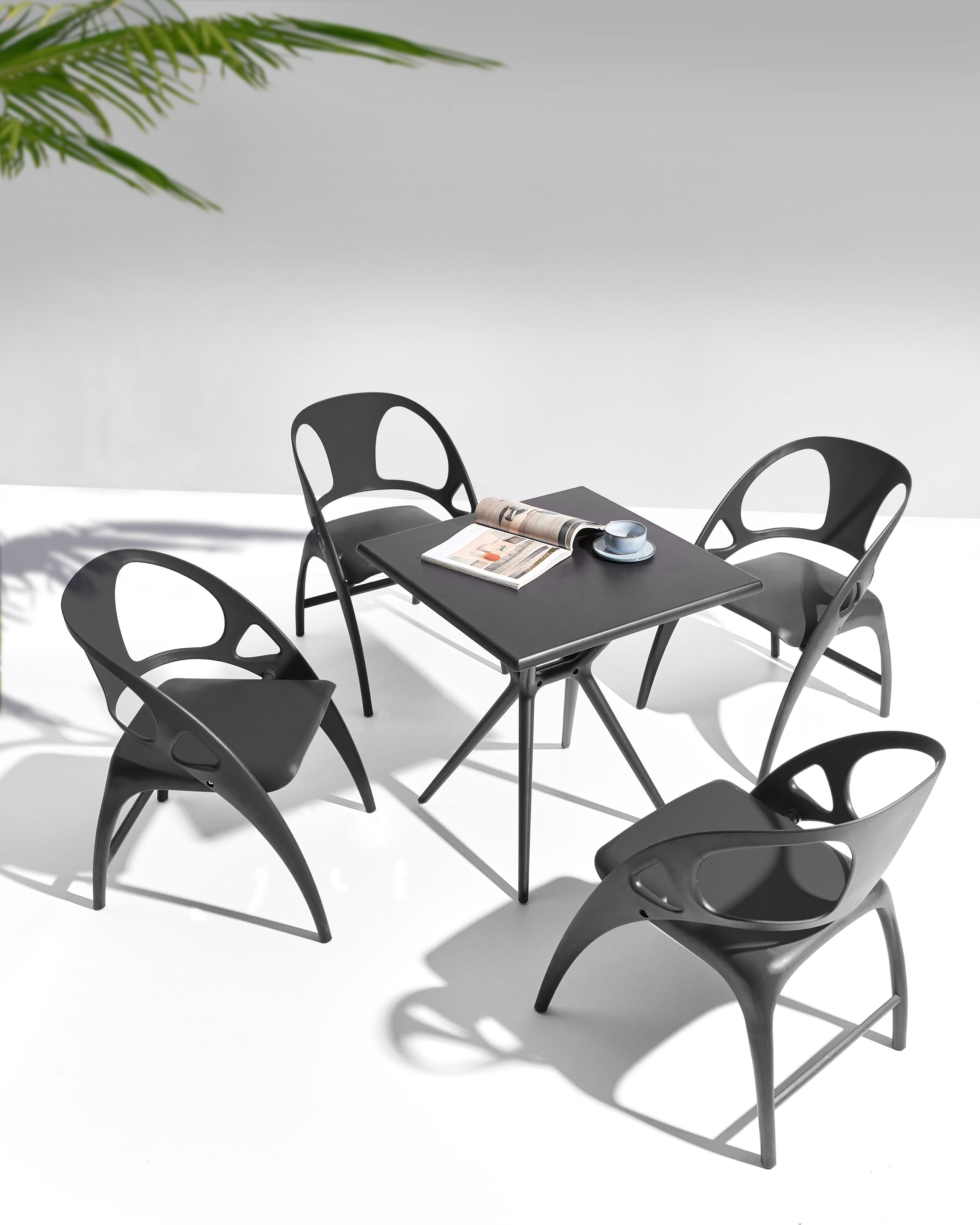 Scaun dining - Set of 4 garden chairs Foldable NEMI Black