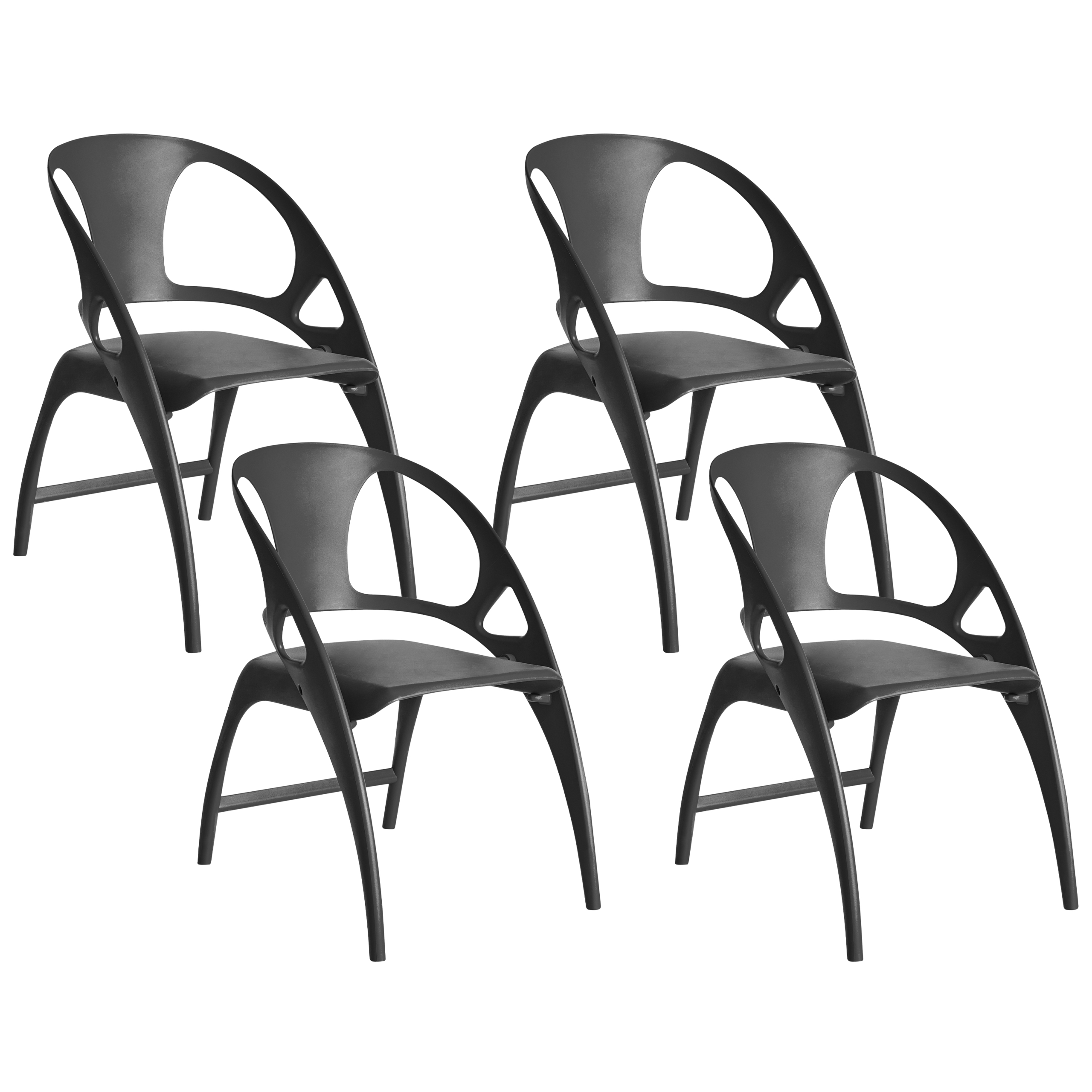 Set of 4 garden chairs Foldable NEMI Black [2]