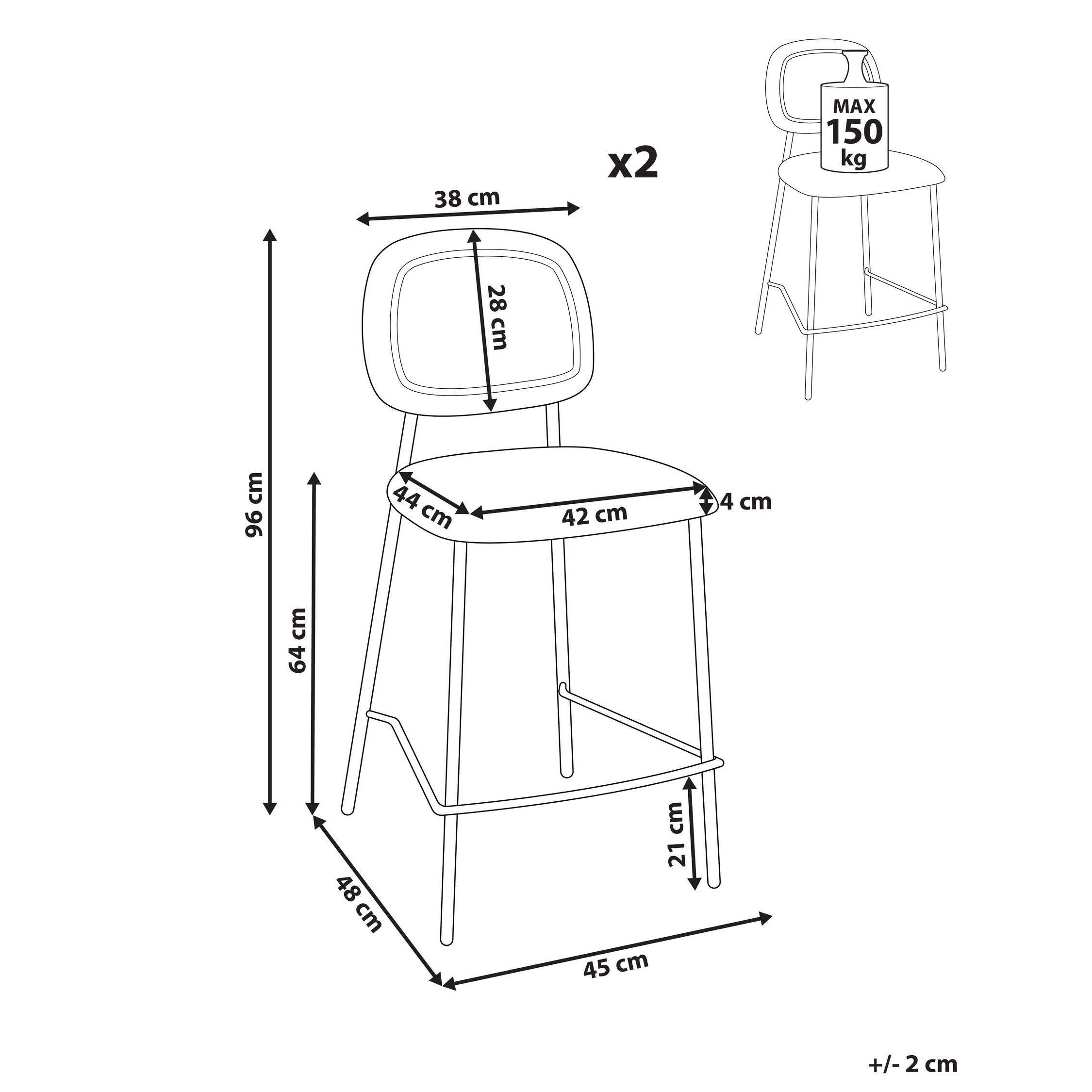 Set of 2 bar stools DUETTE Velvet Light Beige [3]