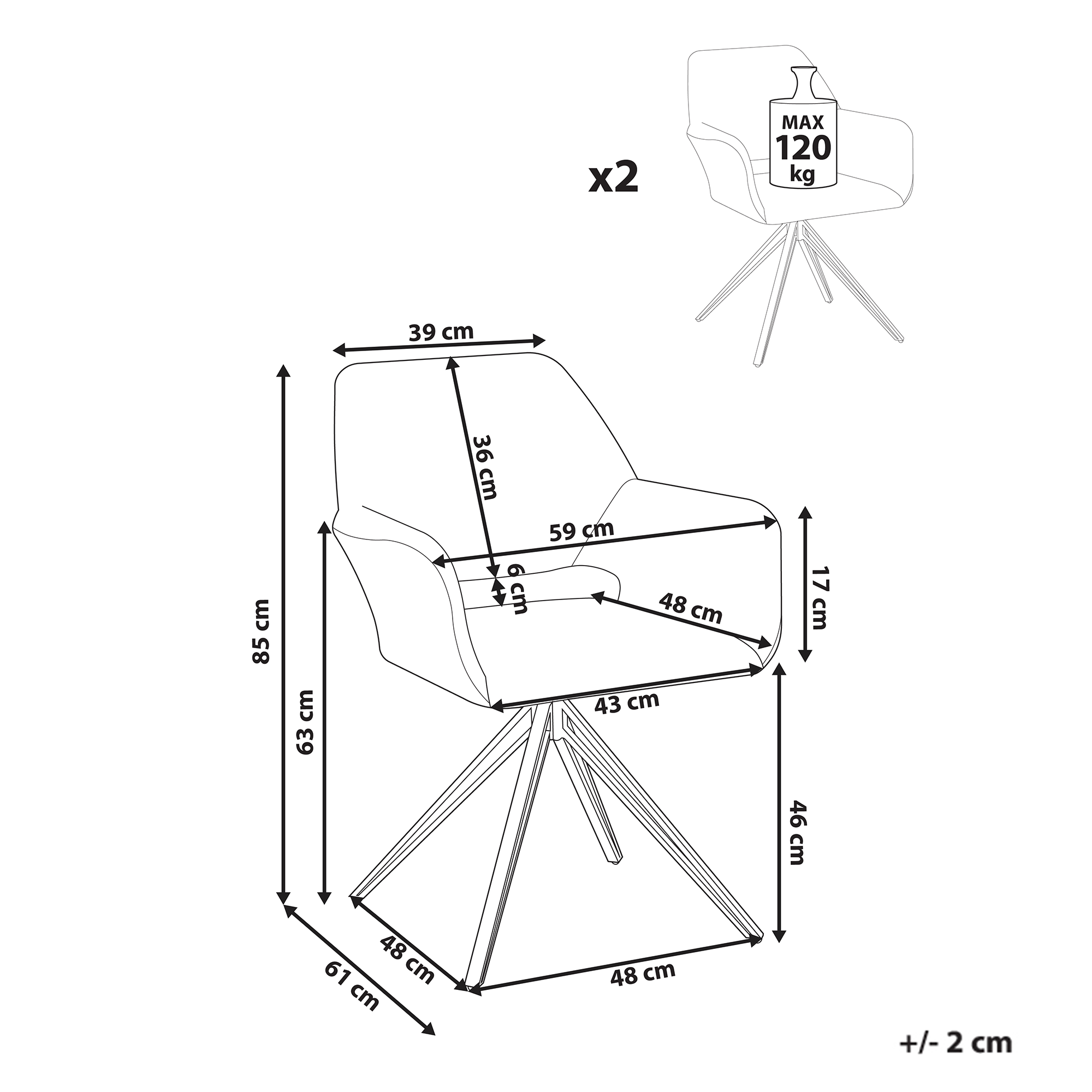 Set de 2 scaune dining CINEY  Alb-murdar [3]