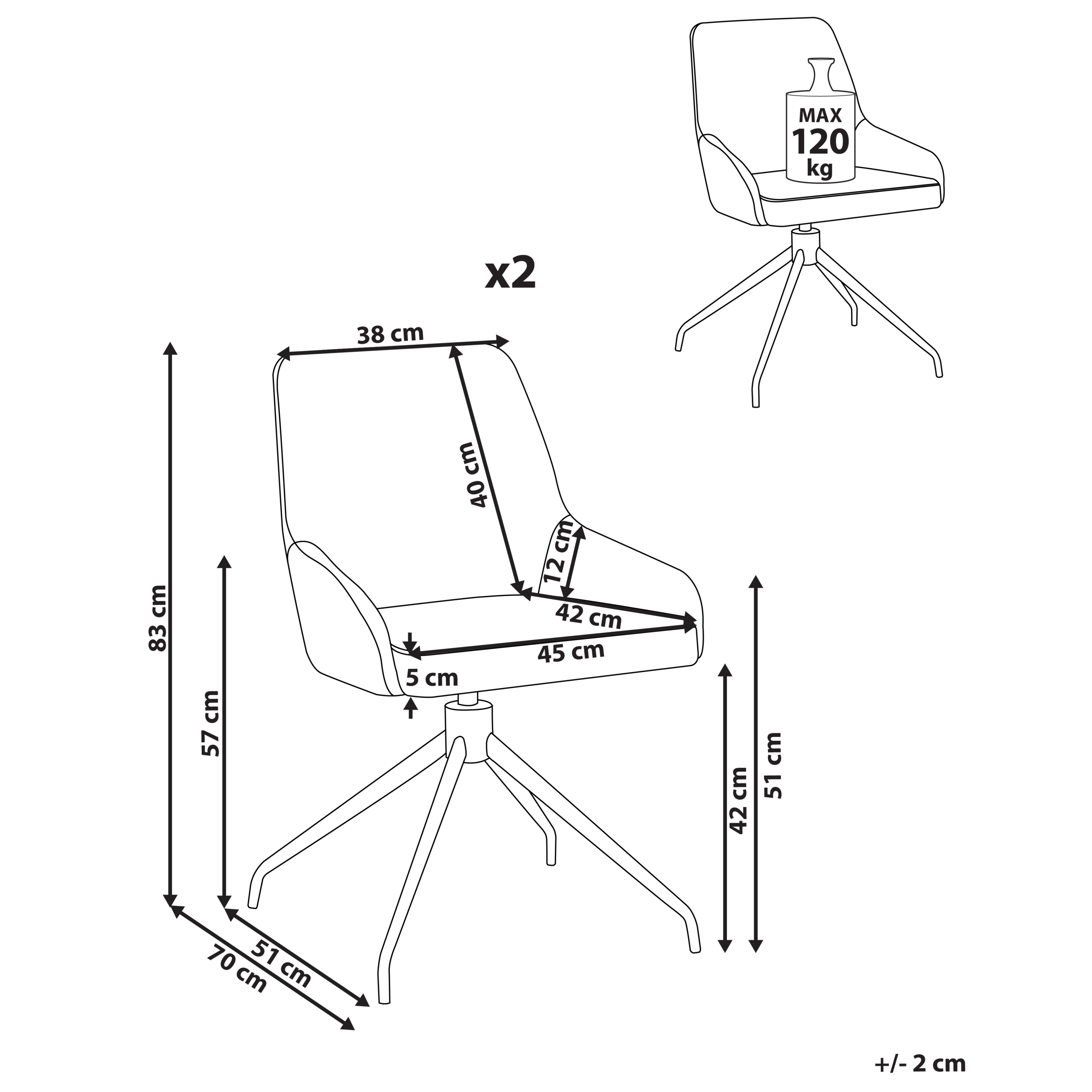 Set de 2 scaune dining Pivotant JENNER  Alb-murdar [3]