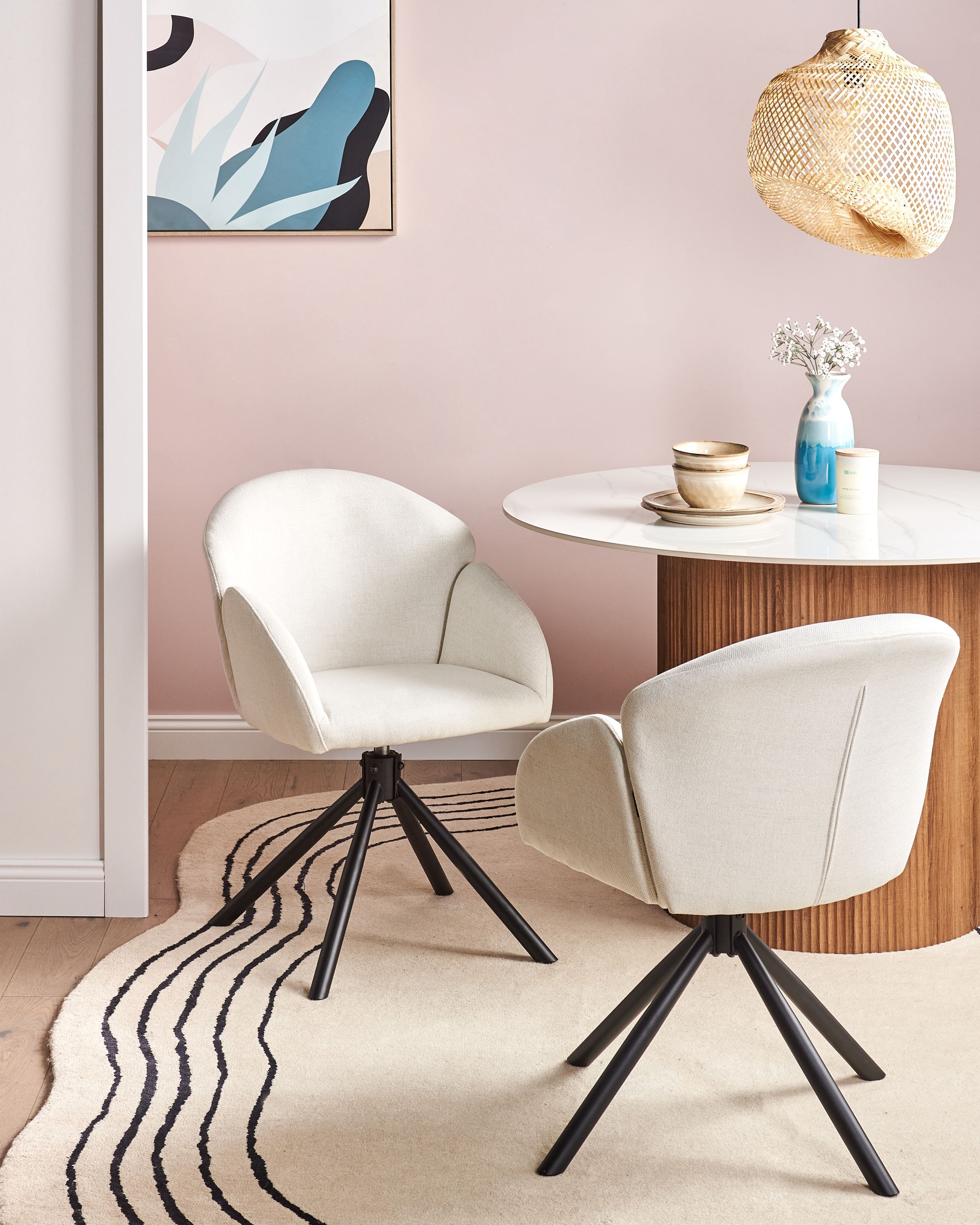 Scaun dining - Set de 2 scaune dining Pivotant MAYBEE  Alb-murdar