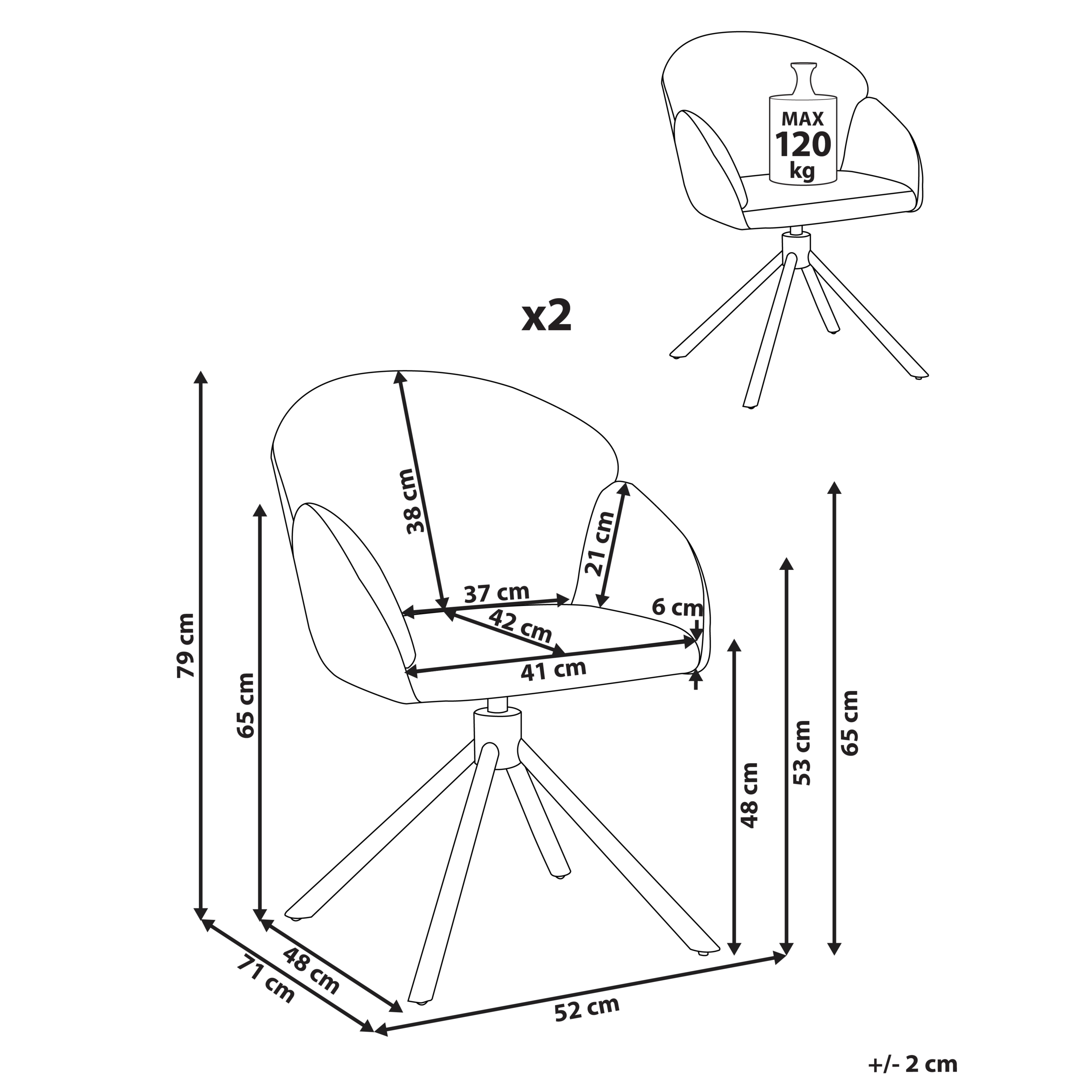 Set de 2 scaune dining Pivotant MAYBEE  Alb-murdar [3]