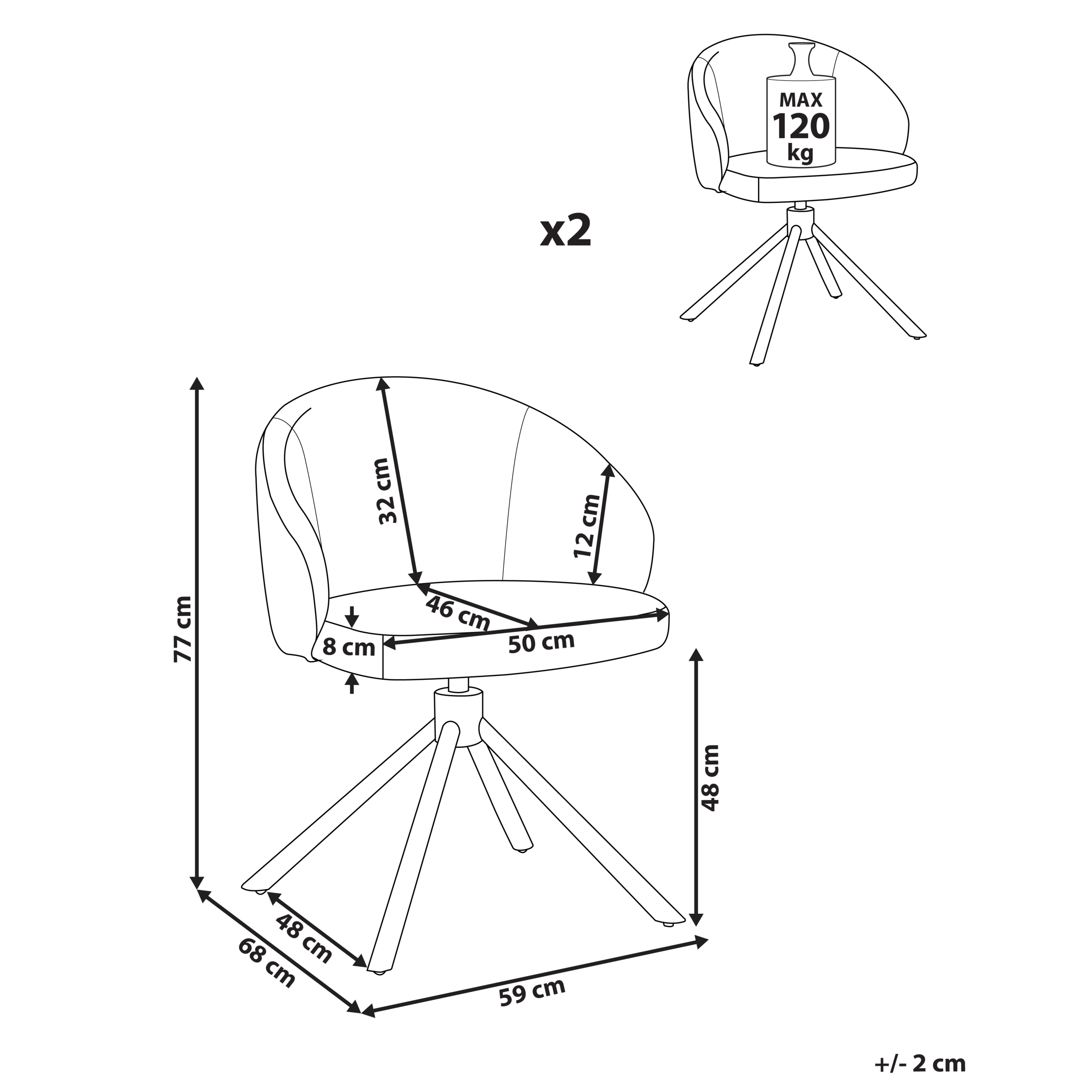 Set of 2 OVALO Dining Chairs Swivel Off-white [3]