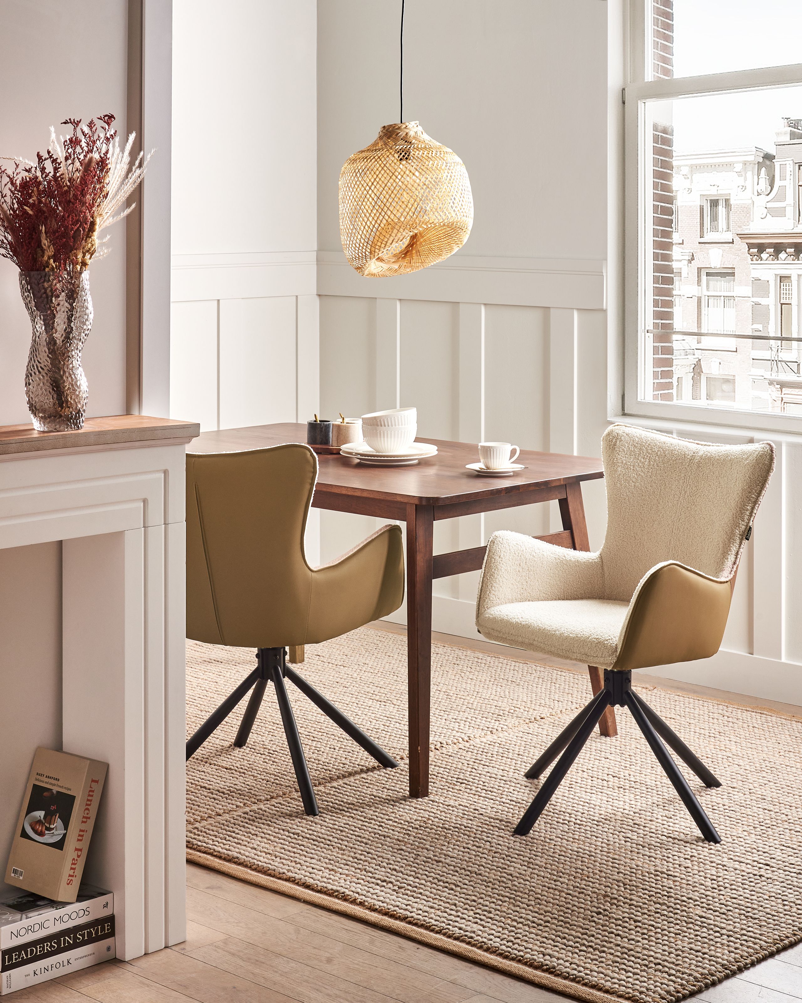 Scaun dining - Set de 2 scaune dining Pivotant NOVI Boucle Bej deschis