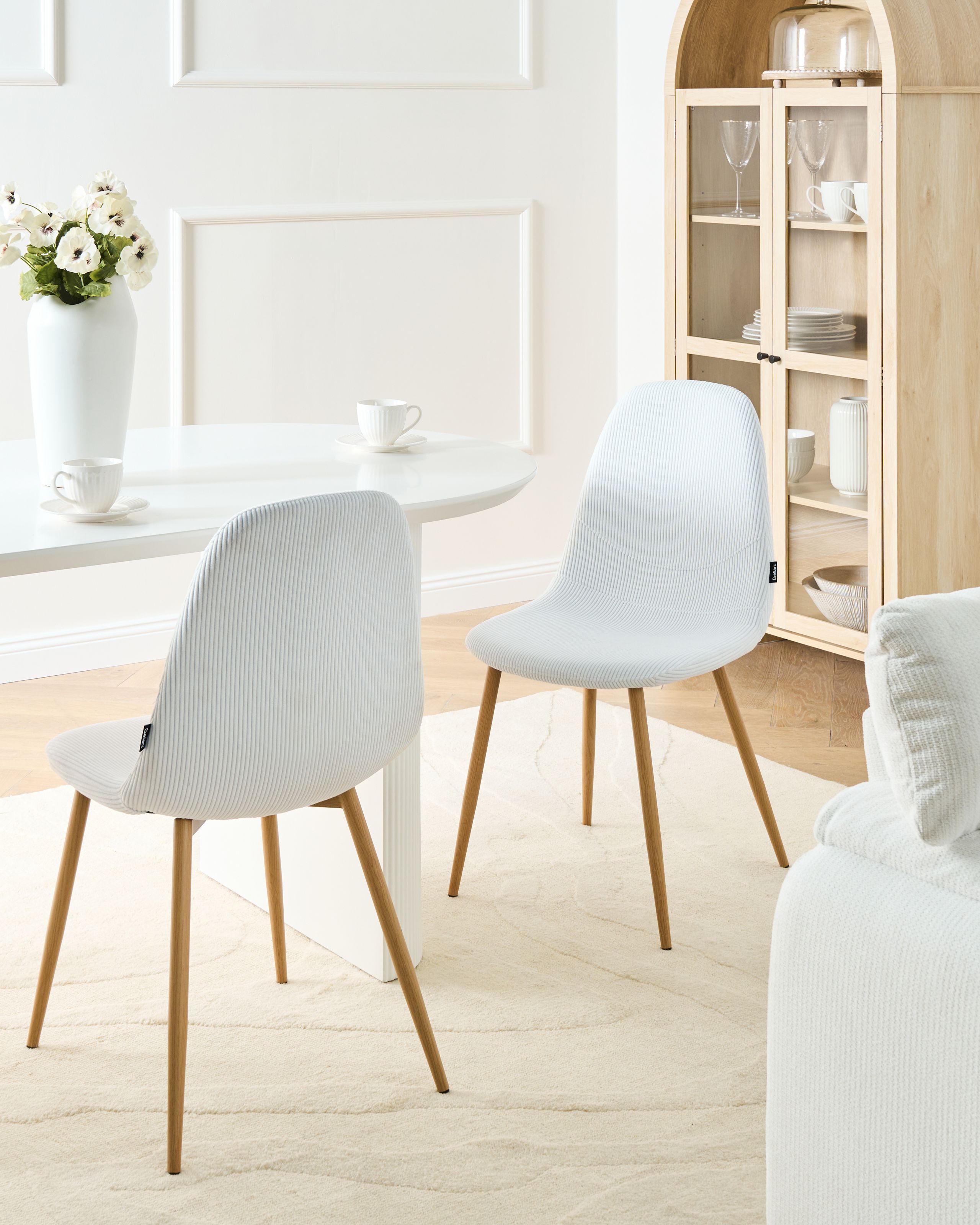 Scaun dining - Set of 2 dining chairs HILDEN Velour White