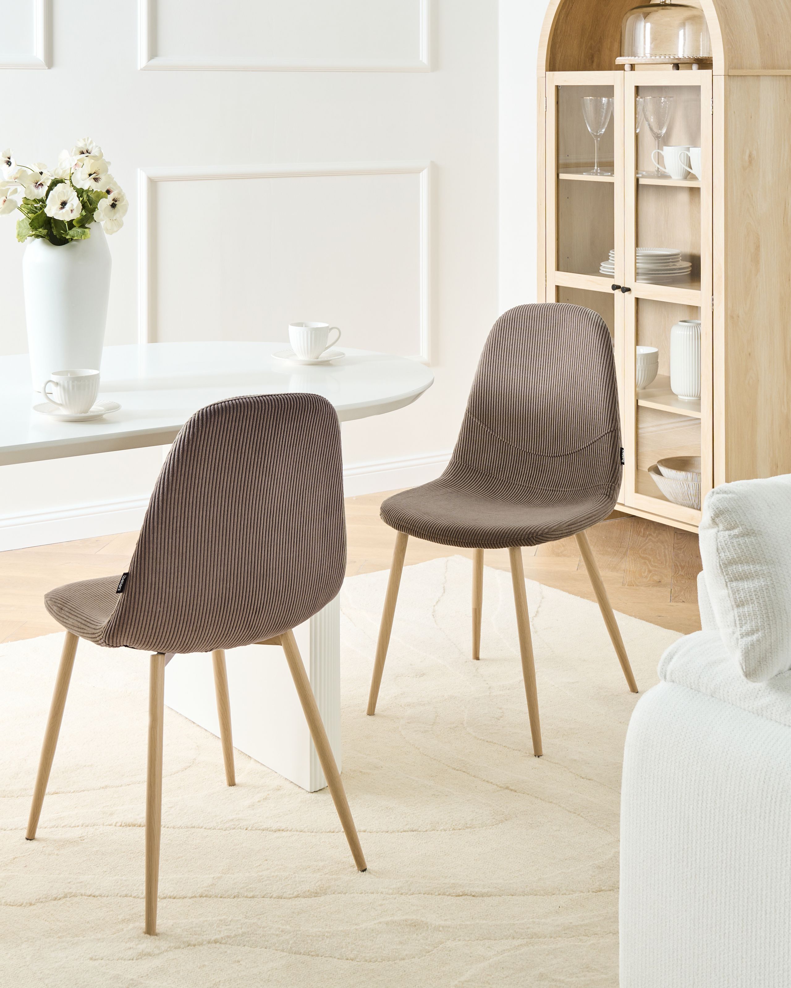 Scaun dining - Set of 2 Dining Chairs HILDEN Velvet Taupe