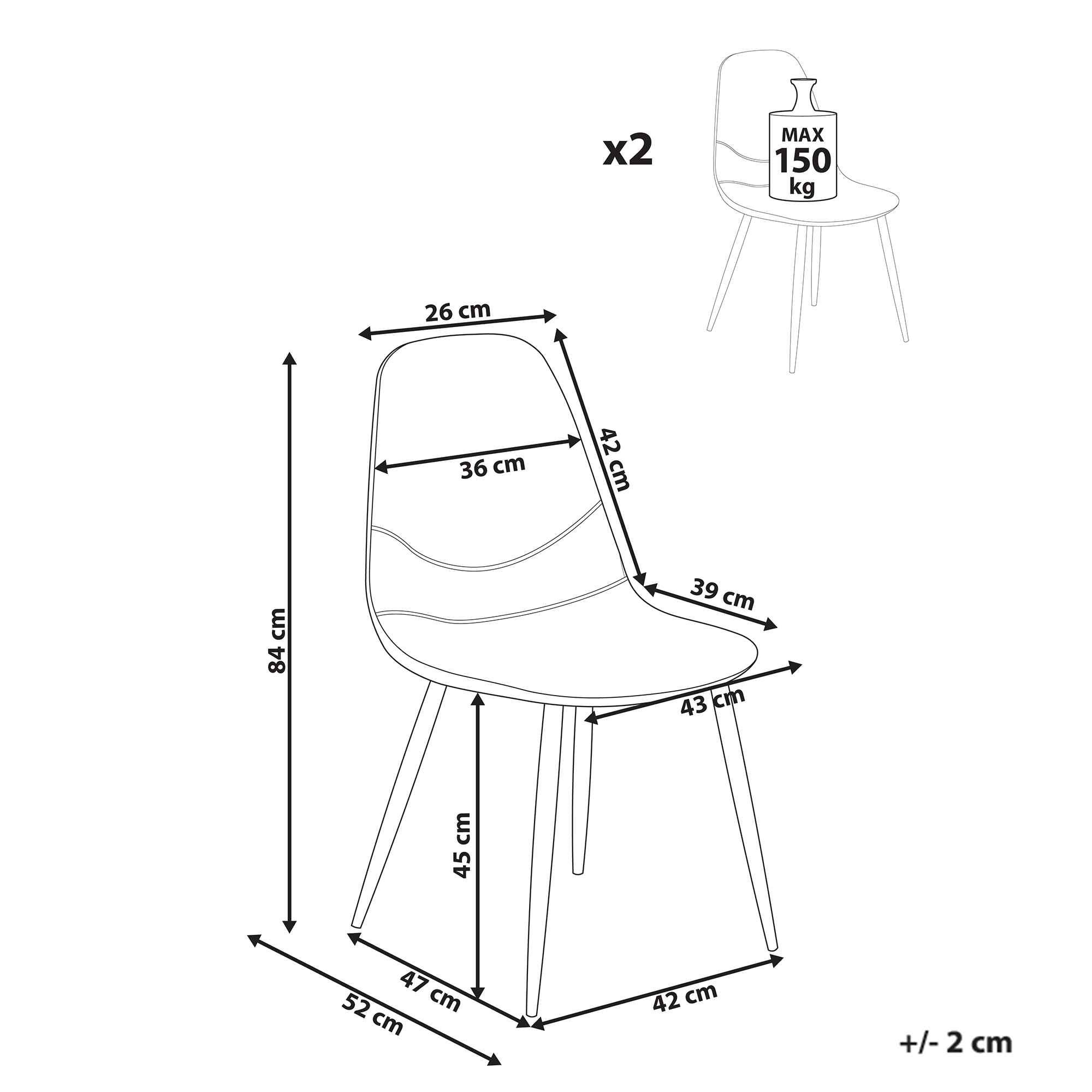 Set de 2 scaune dining HILDEN Velur Taupe [3]