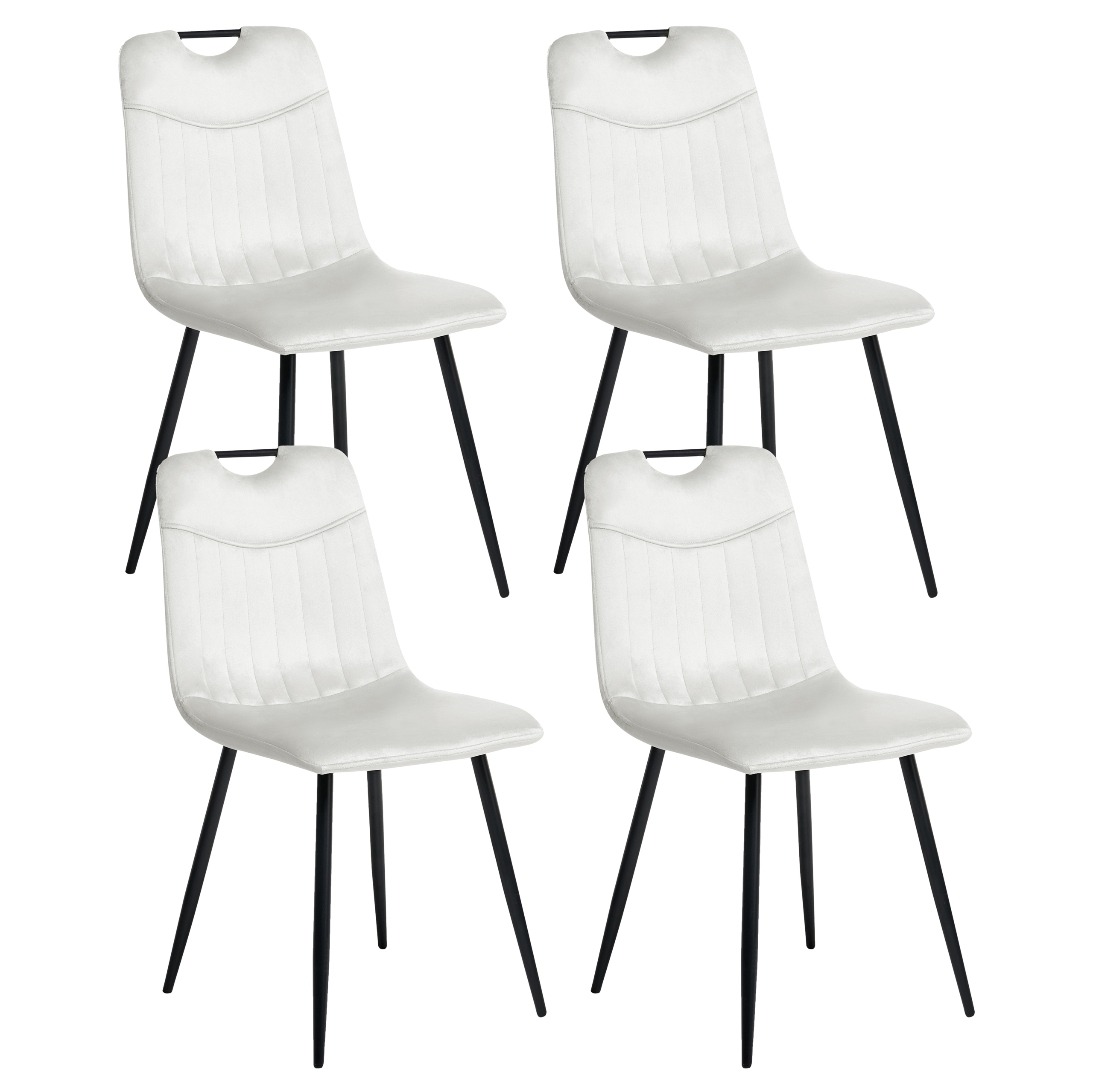 Set de 4 scaune dining ARGYLE Catifea Alb-murdar [1]