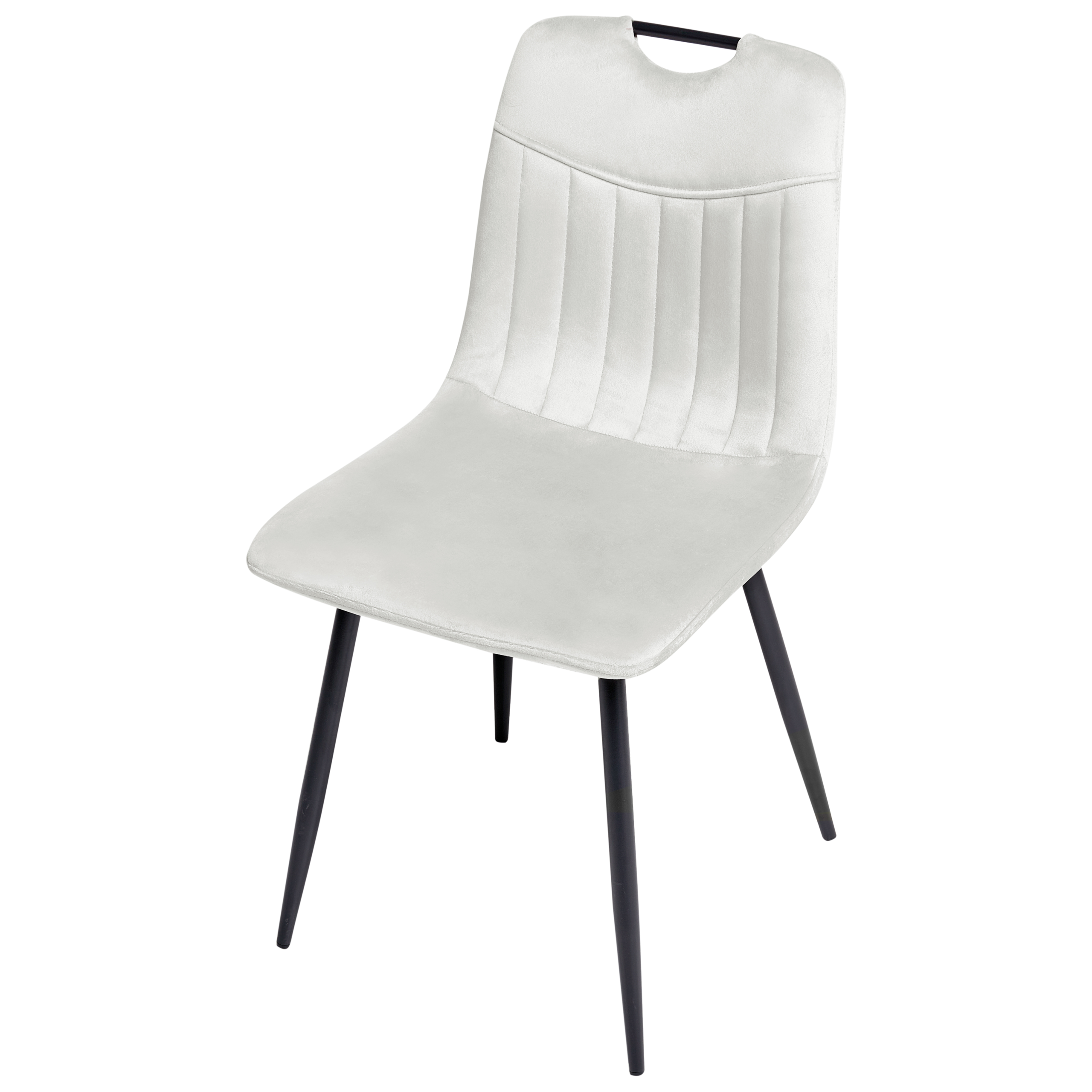 Set de 4 scaune dining ARGYLE Catifea Alb-murdar [5]