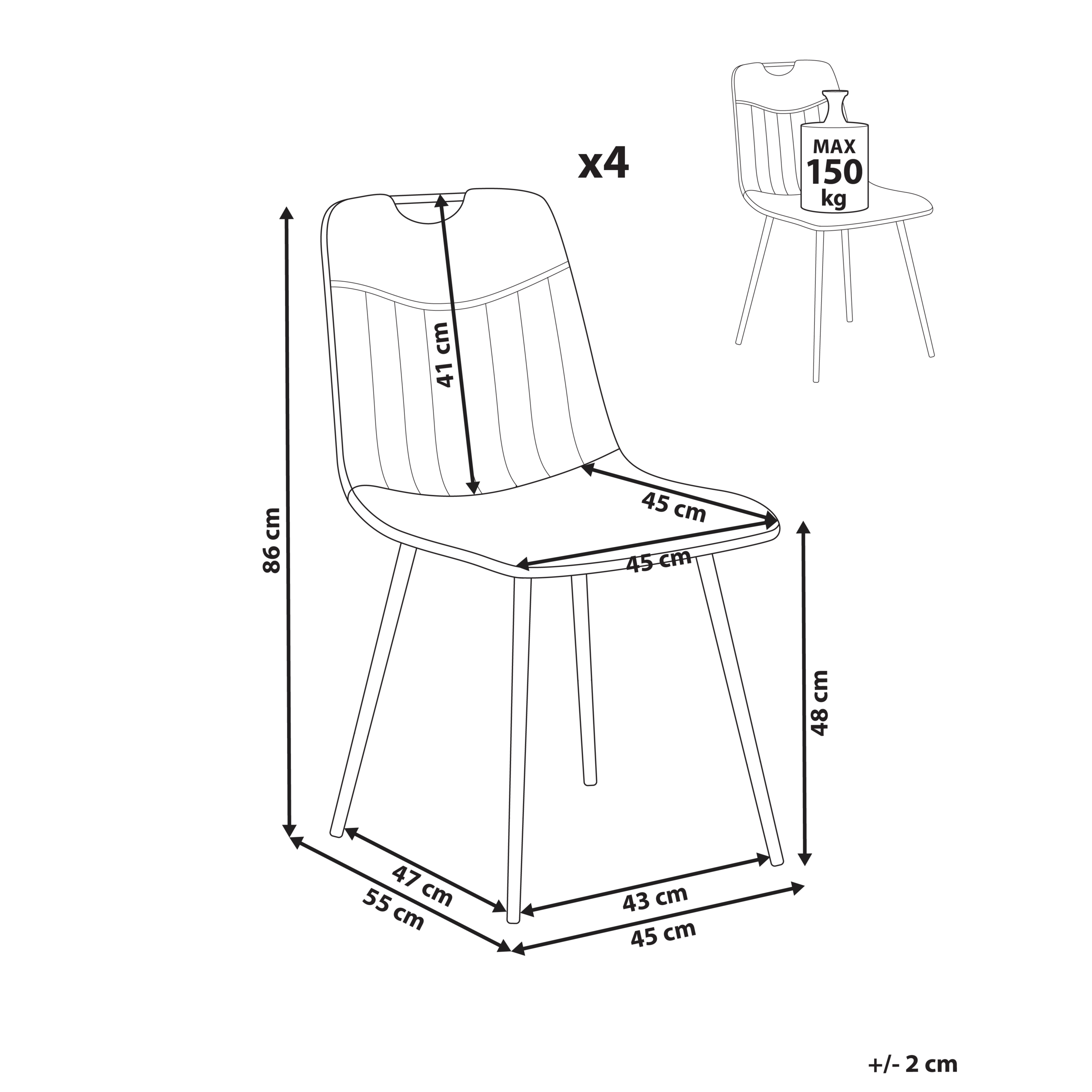 Set de 4 scaune dining ARGYLE Catifea Alb-murdar [2]