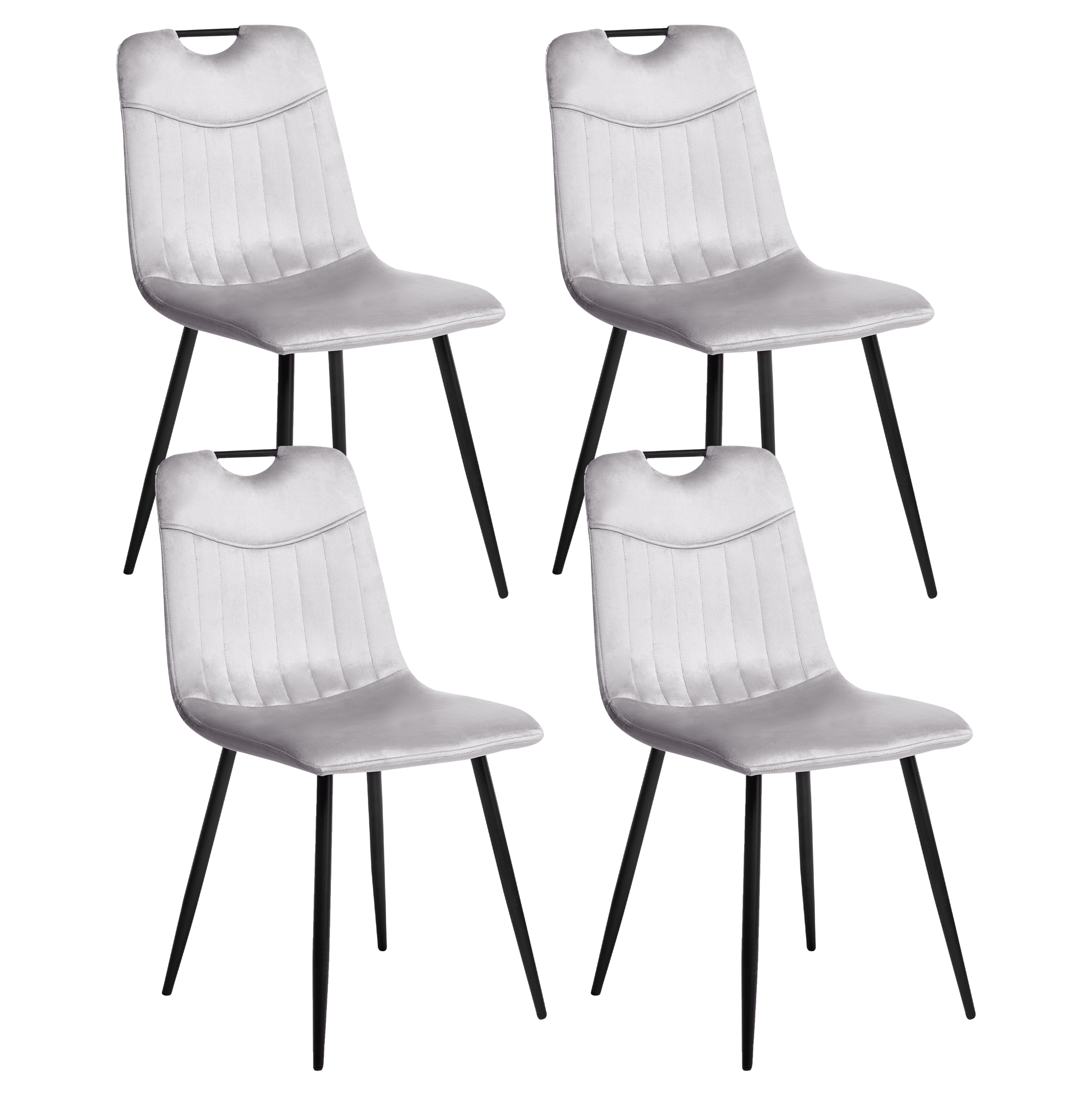 Set of 4 dining chairs ARGYLE Velvet Light Grey [2]