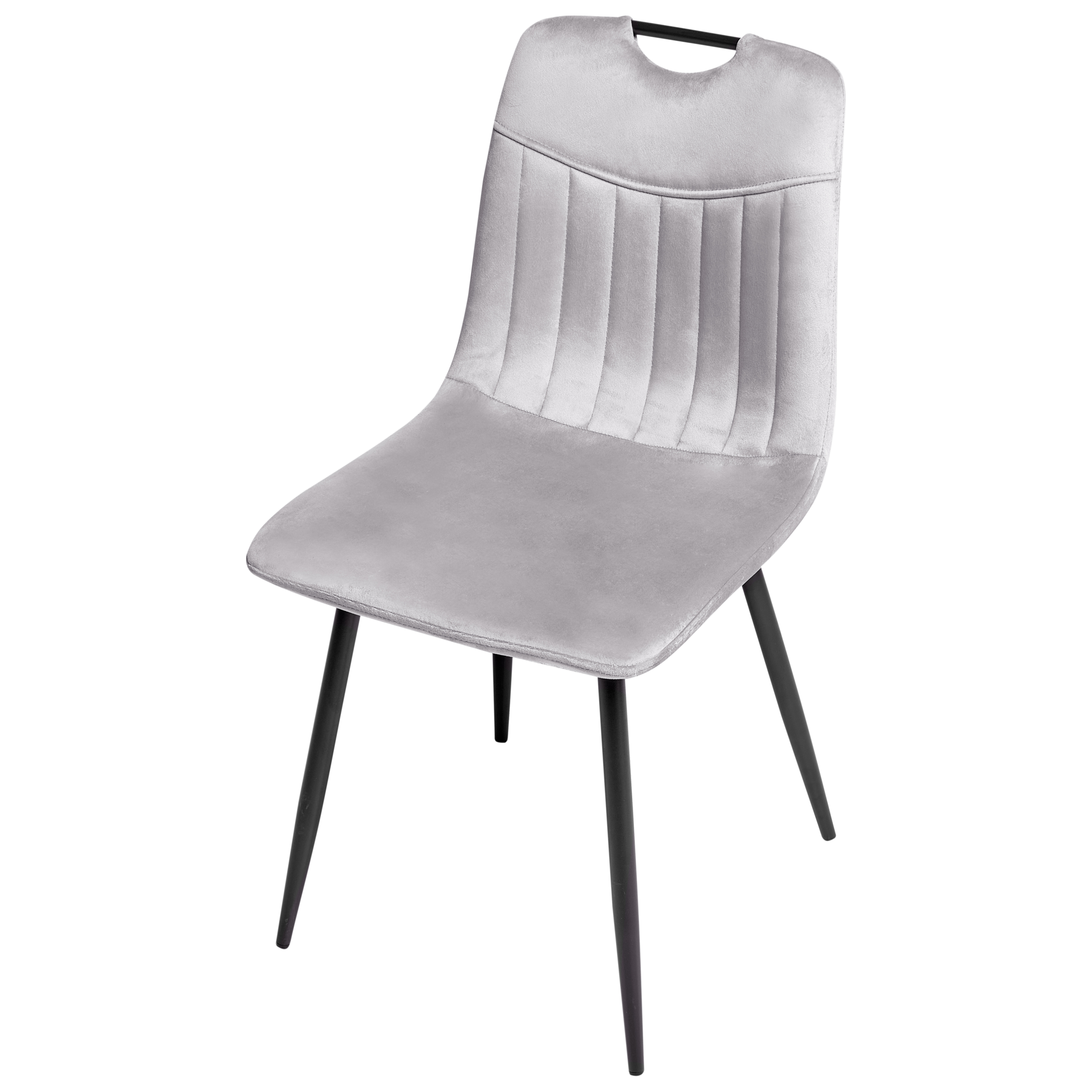 Set of 4 dining chairs ARGYLE Velvet Light Grey [6]