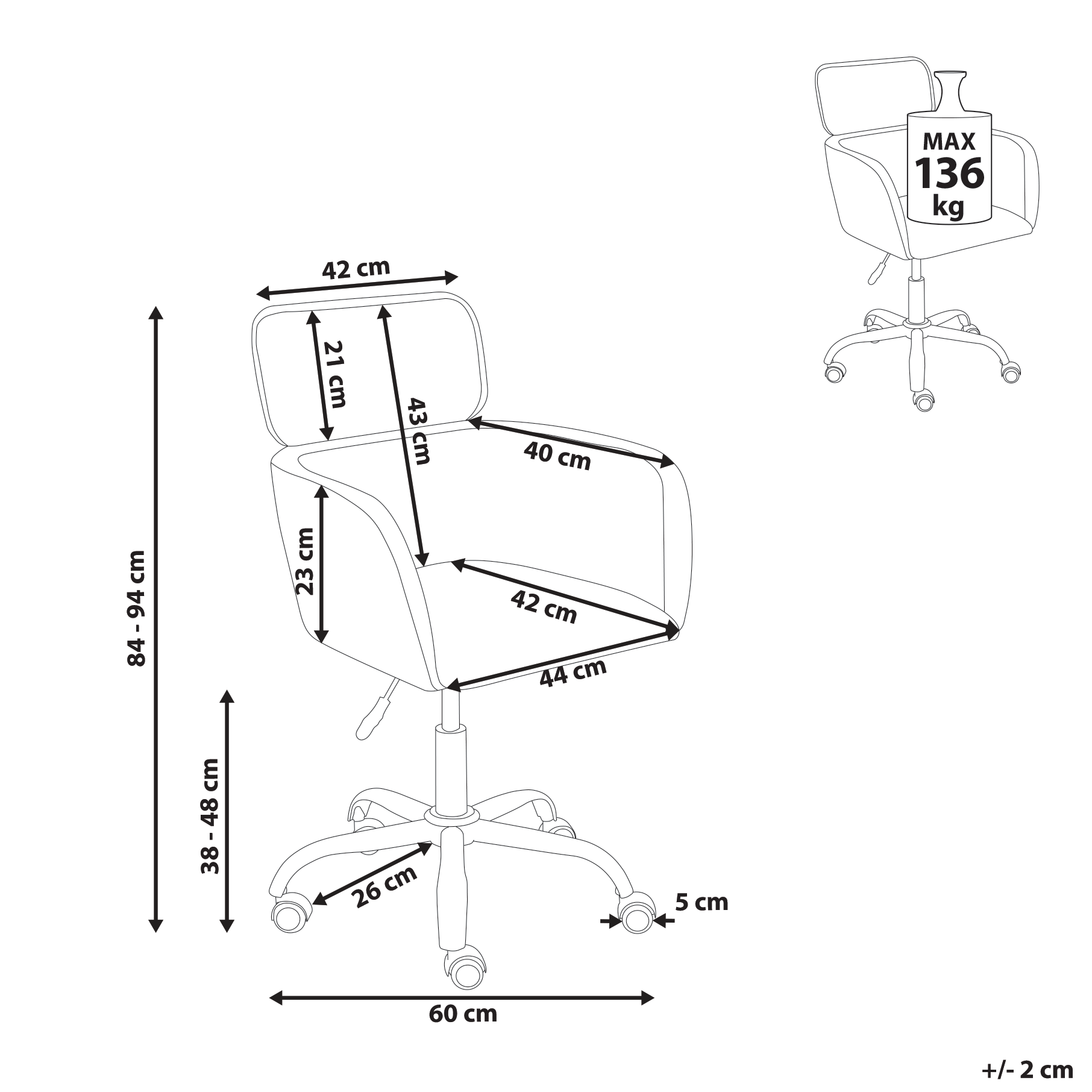 Office chair ALENA Boucle Black [3]