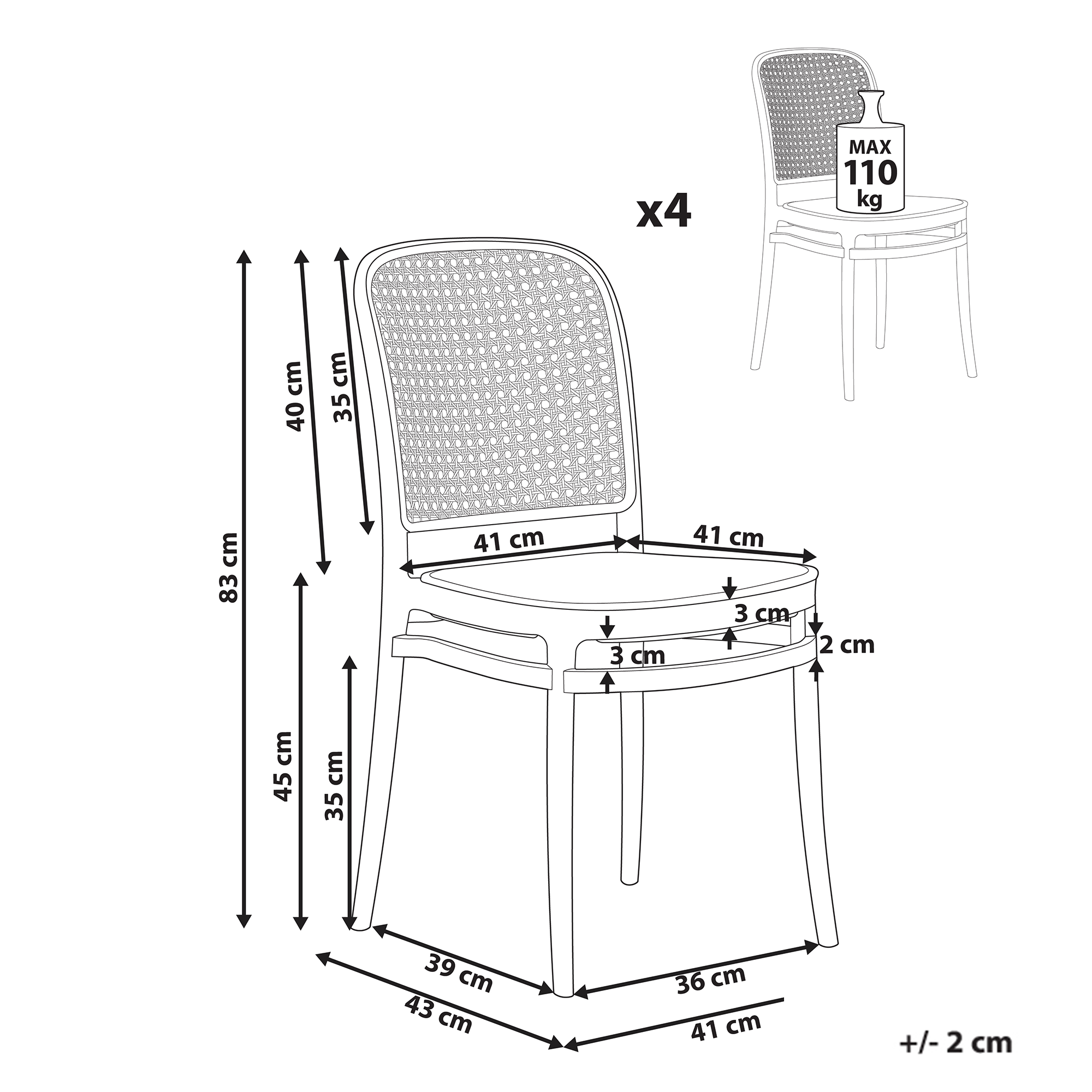 Set de 4 scaune de grădină PLOSE Alb/Bej [3]