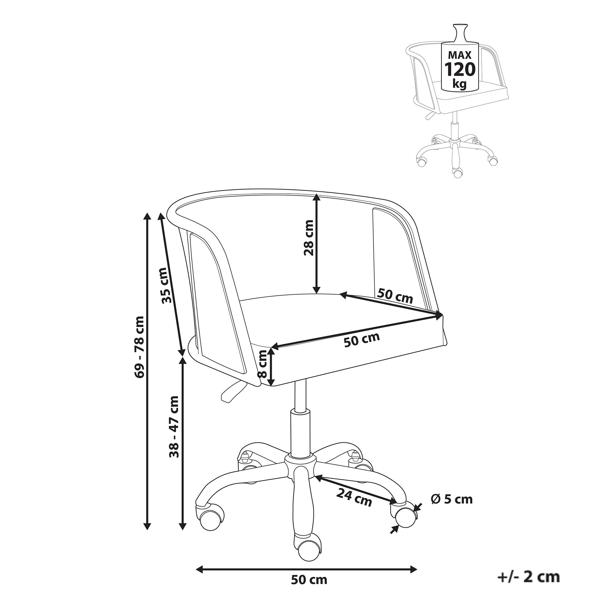 Scaun de birou ELKHART Piele ecologică Negru [3]