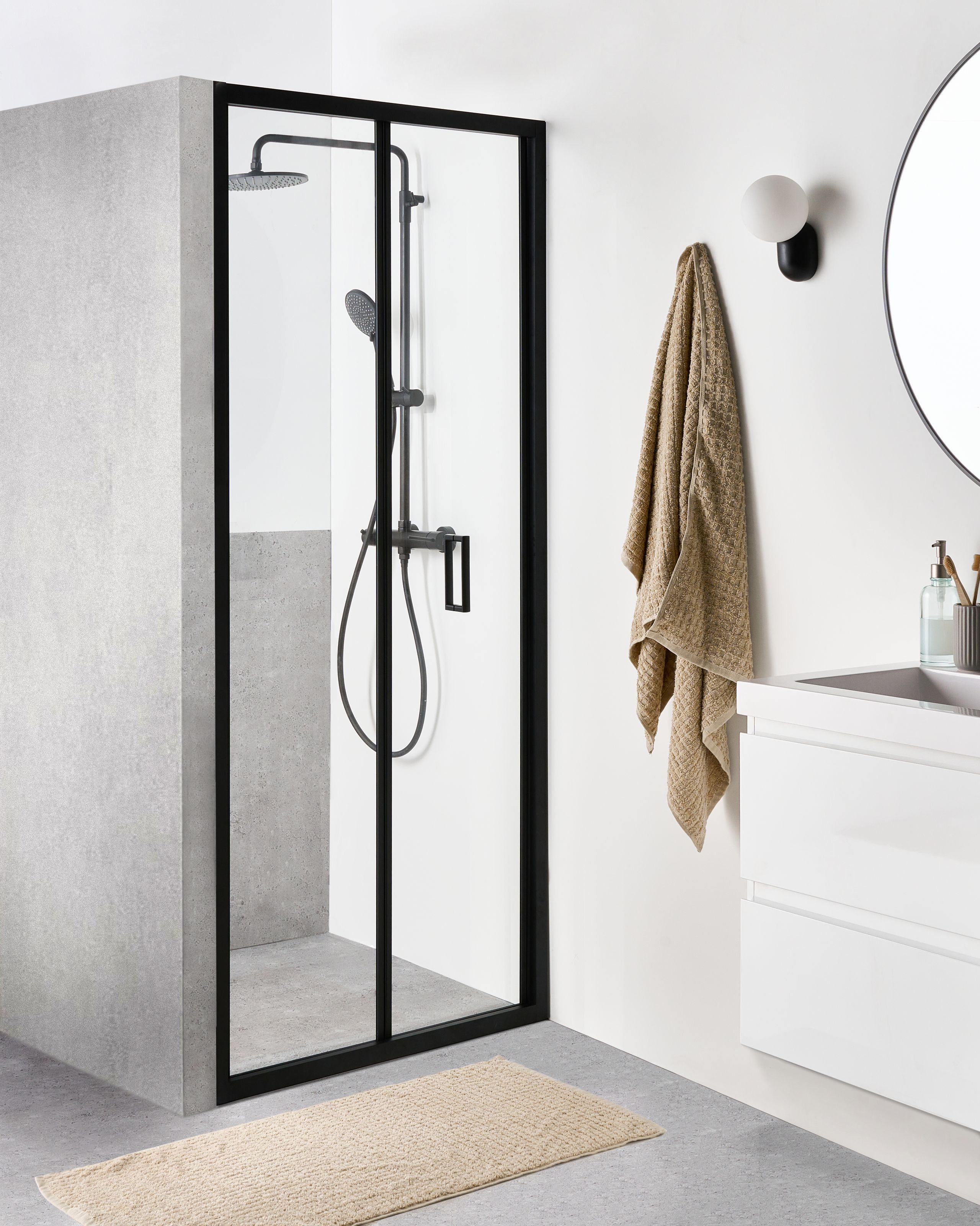 Cabine de dus - NELTUME folding shower door 80 x 190 cm Black
