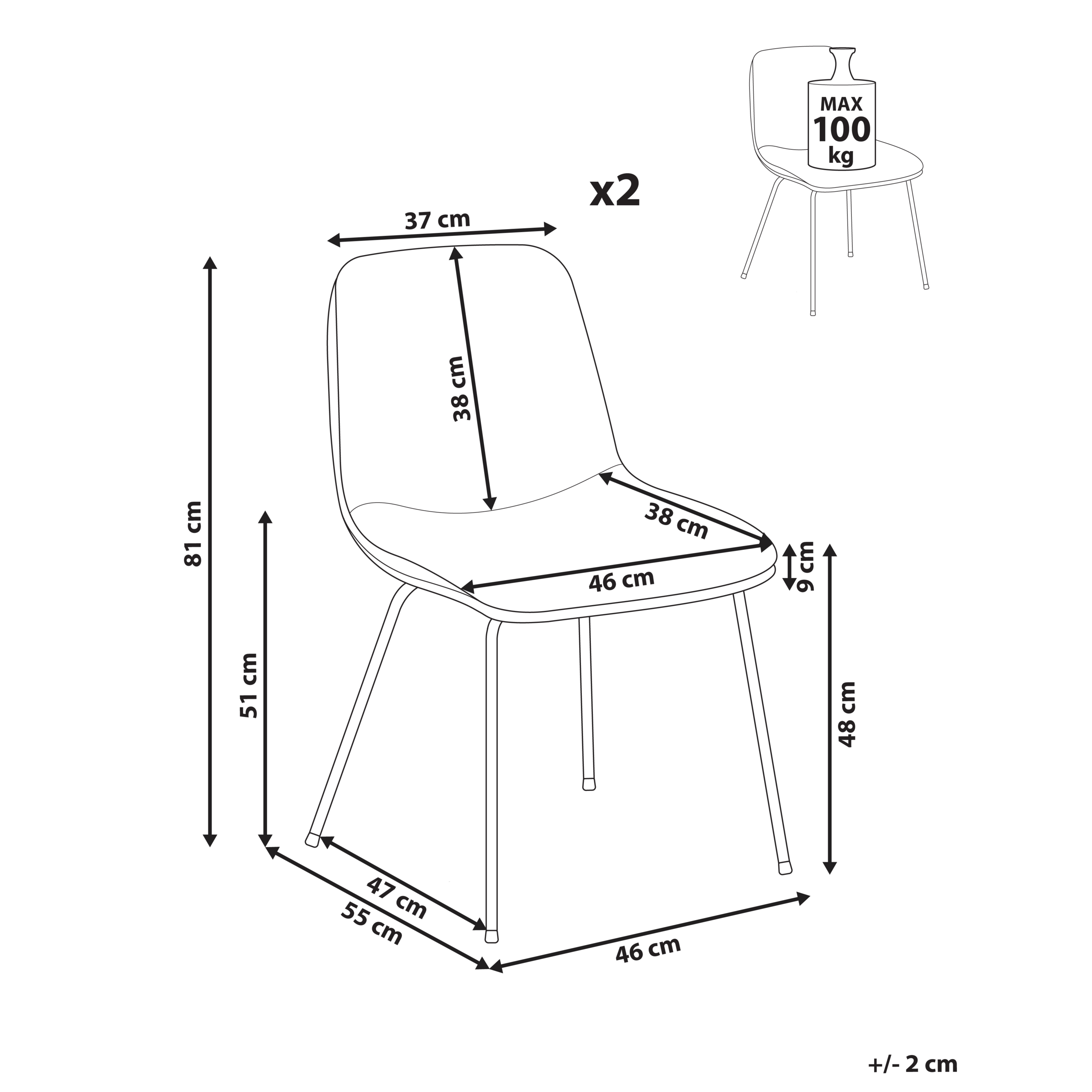 Set of 2 LORIDA dining chairs Beige [3]