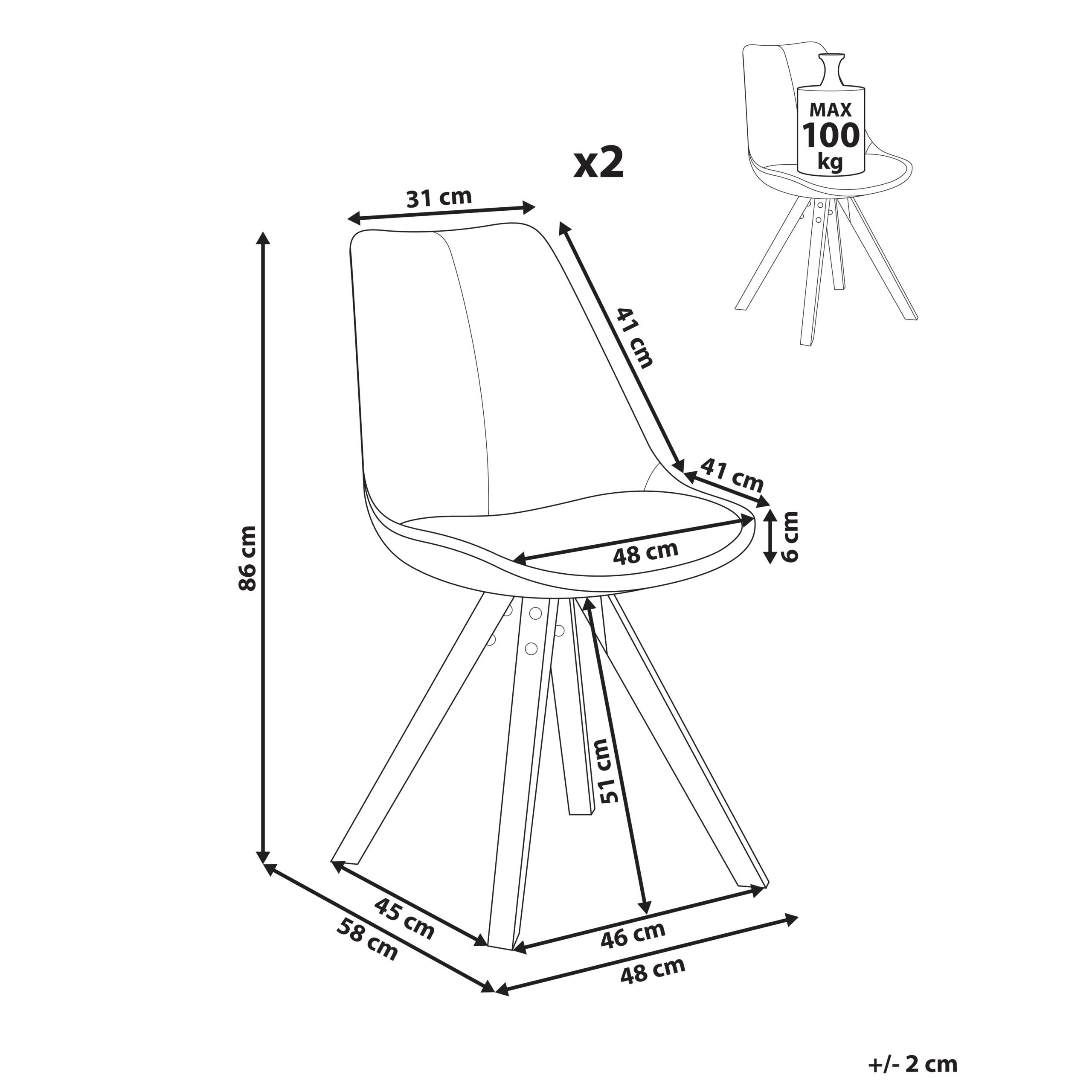 Set of 2 dining chairs HEDLEY Light beige [3]