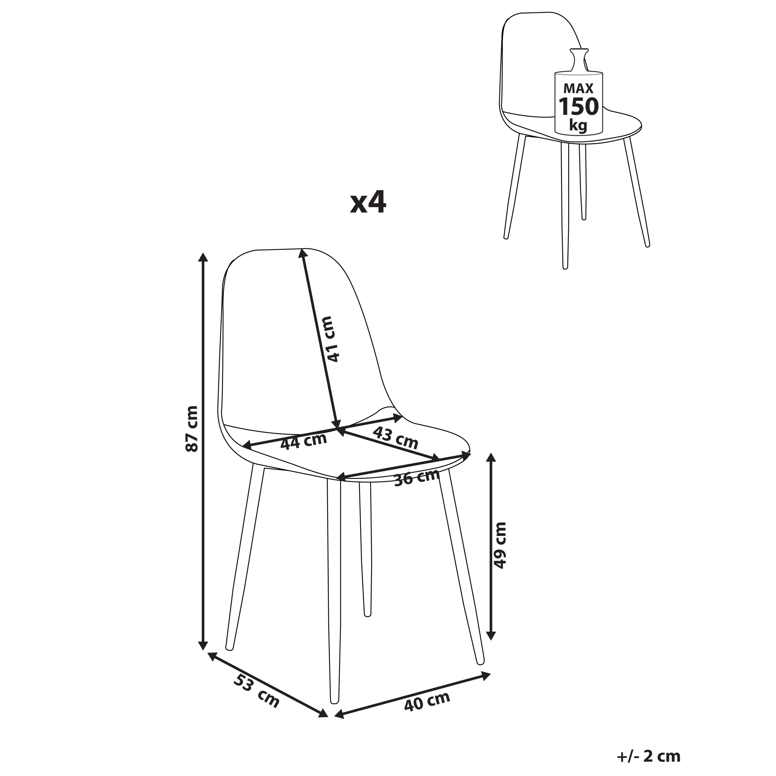 Set of 4 dining chairs CRANDALL Light Grey [2]