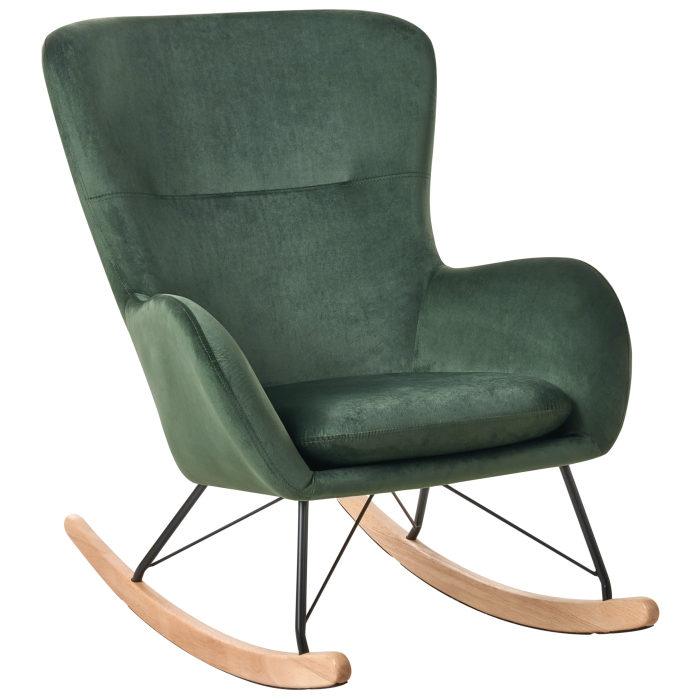 ELLAN rocking chair Velvet Dark green [2]