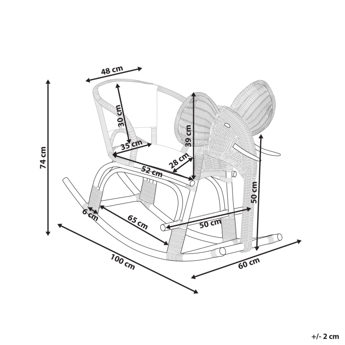 Balansoar pentru copii Elefant AMPOLLINO Ratan Natural [3]