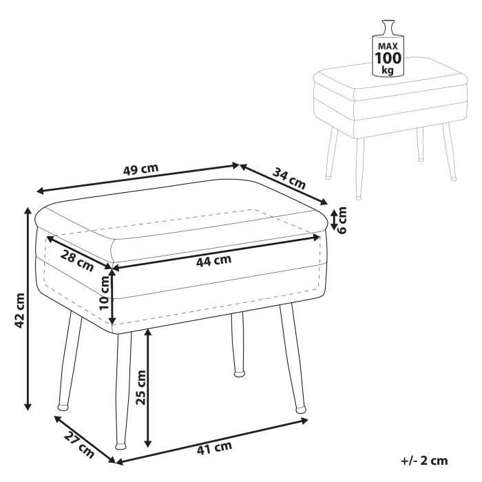 Bancă de depozitare ODESSA Catifea Bordo [3]