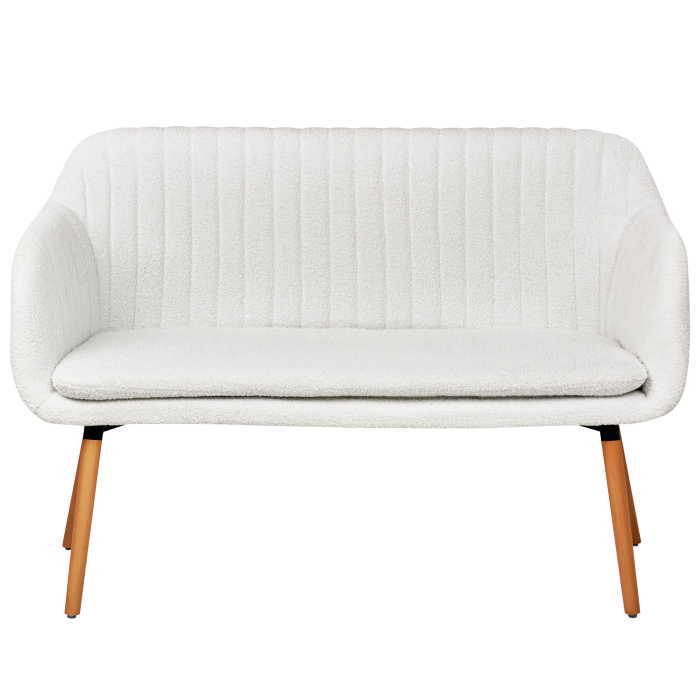 Bancă tapițată cu 2 locuri TABY Boucle Alb-murdar [4]