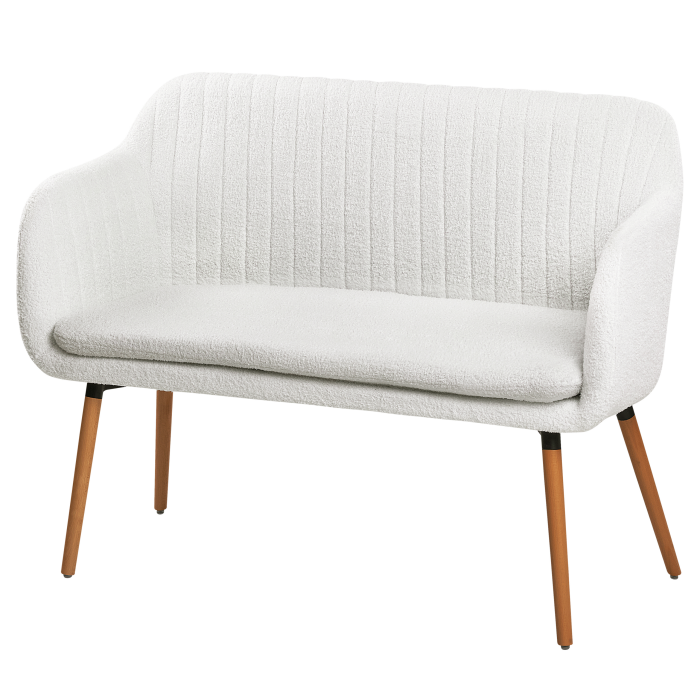 Bancă tapițată cu 2 locuri TABY Boucle Alb-murdar [5]