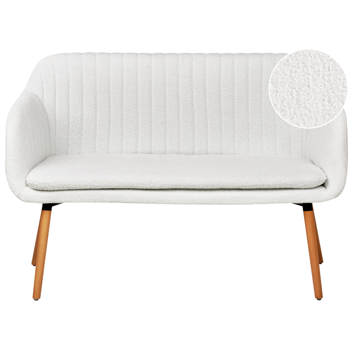 Bancă tapițată cu 2 locuri TABY Boucle Alb-murdar [2]