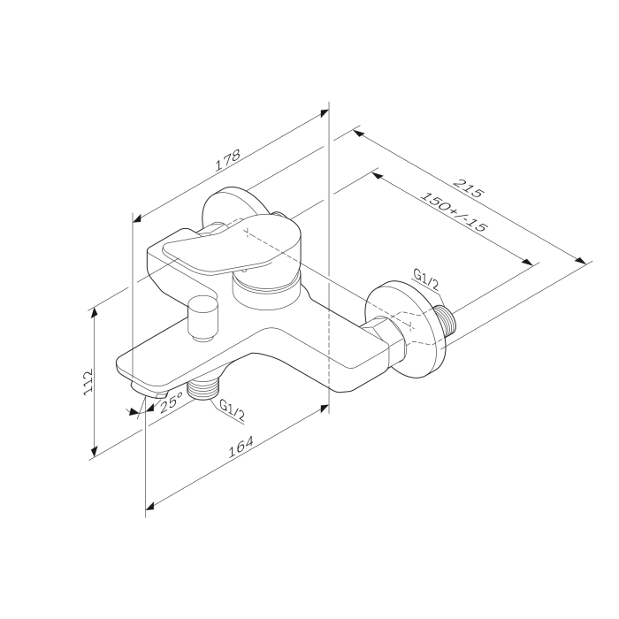 Baterie baie pentru cada / dus, AM.PM X-Joy F85A10000, monocomanda, montaj aplicat, finisaj cromat [9]