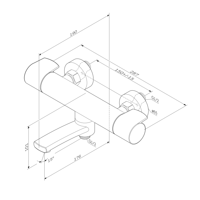 Baterie baie pentru cada / dus, AM.PM X-Joy F85A50000, cu termostat, montaj aplicat, finisaj cromat [9]