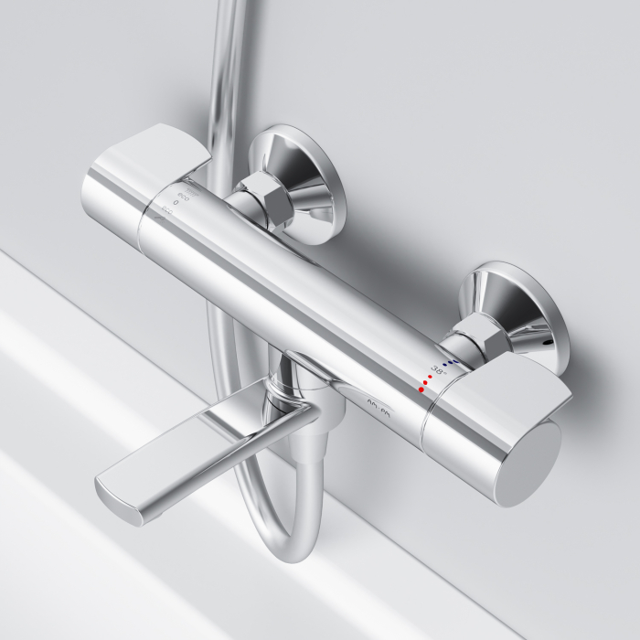 Baterie baie pentru cada / dus, AM.PM X-Joy F85A50000, cu termostat, montaj aplicat, finisaj cromat [4]