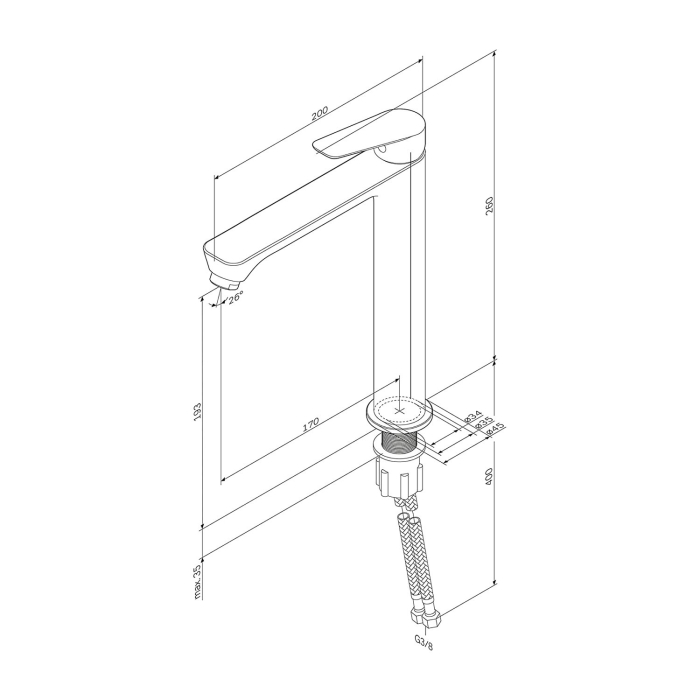 Hit Single-lever tall basin mixer, chrome [9]