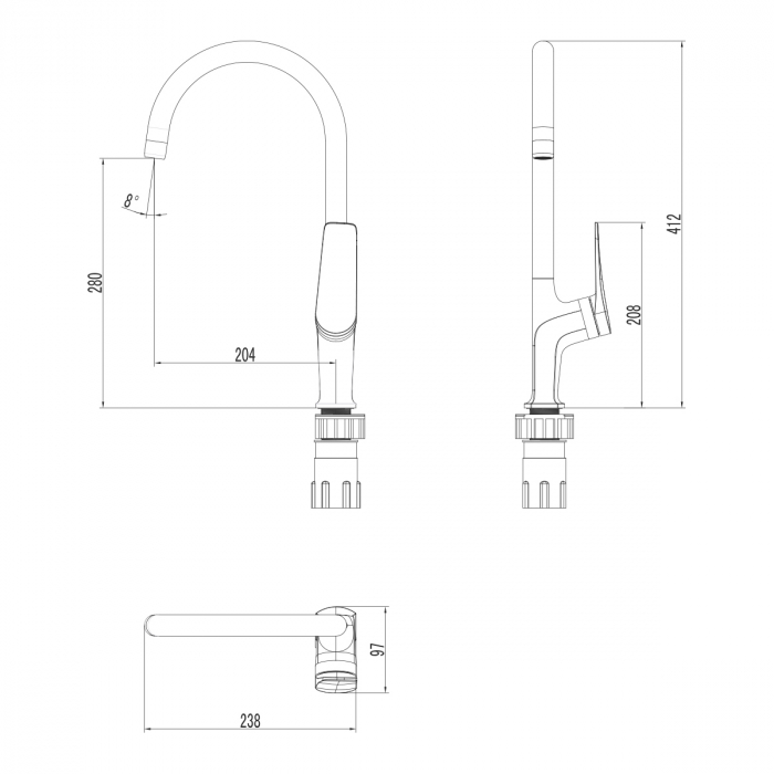 Baterie bucătărie cu pipă pivotantă Lemark Bronx LM3705BL negru - Sanitare Online [2]