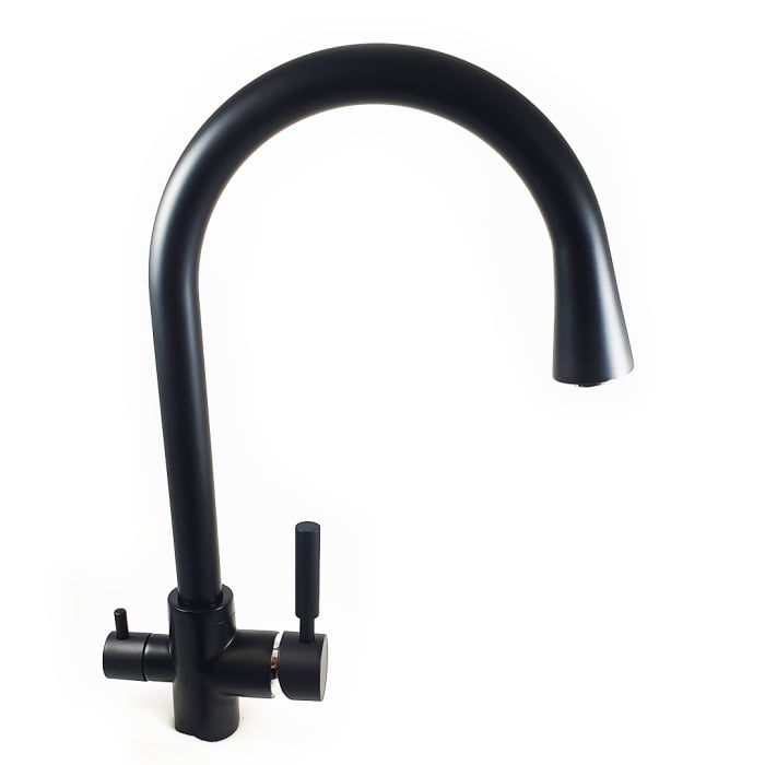 Baterie Bucutarie cu 3 cai pentru apă purificată, negru mat – Baterie pentru filtru/purificator de apă [1]