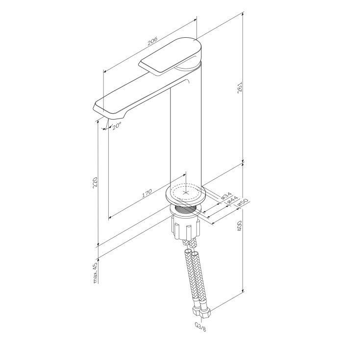 Flash Single-lever tall basin mixer, matt black [9]